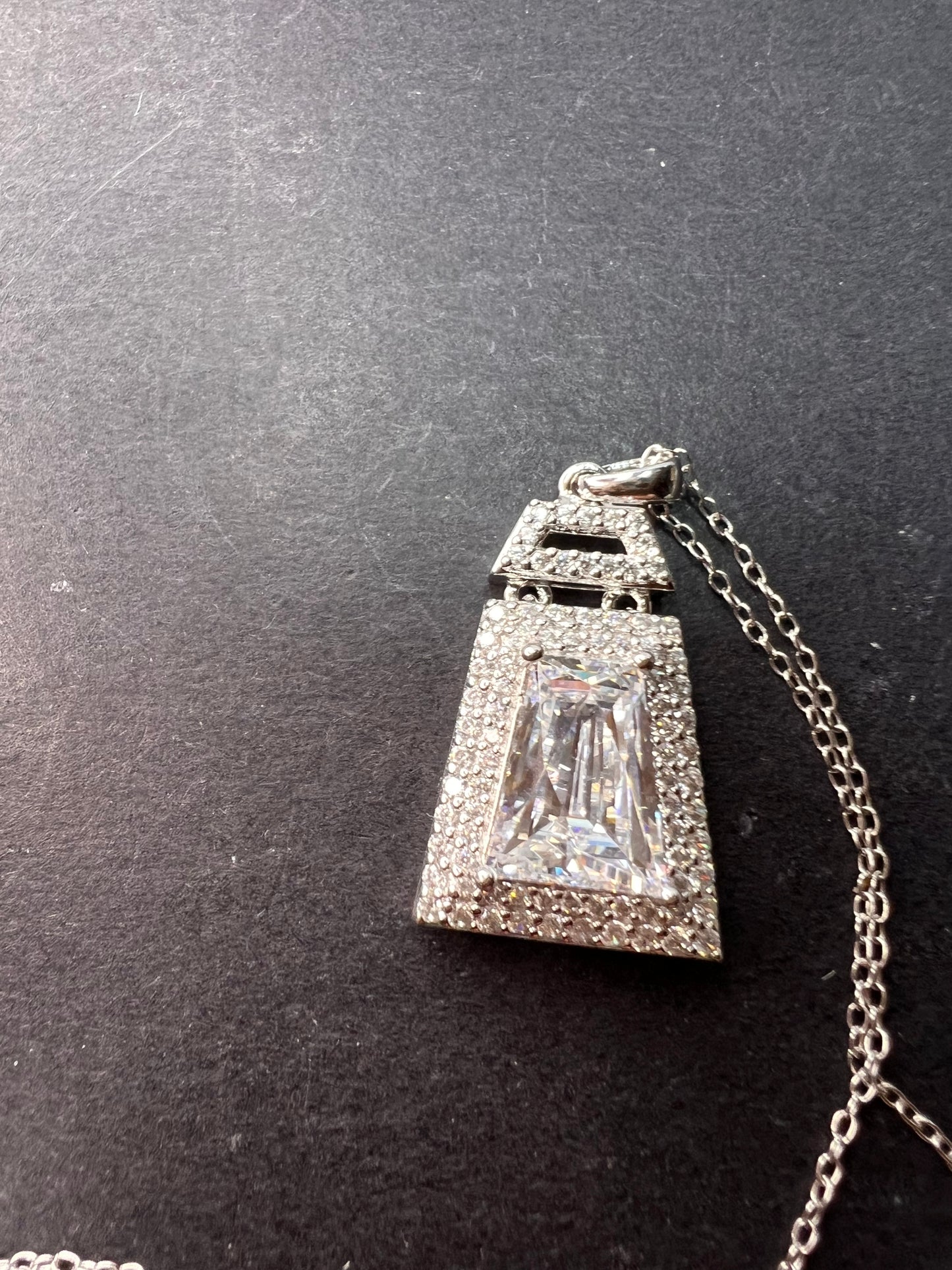 Tycoon CZ sterling silver pendant and chain necklace