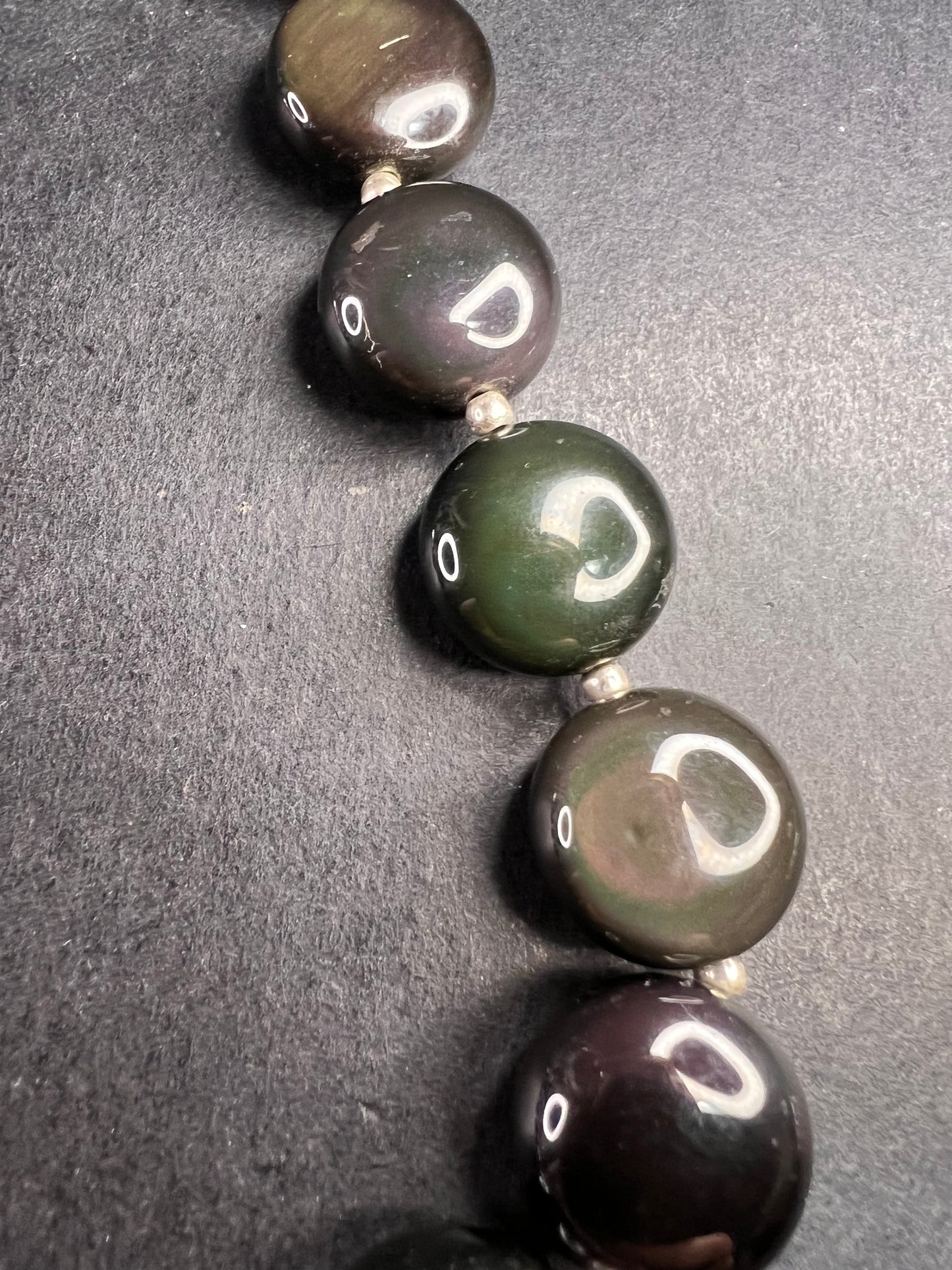 NEW rainbow obsidian and sterling silver necklace