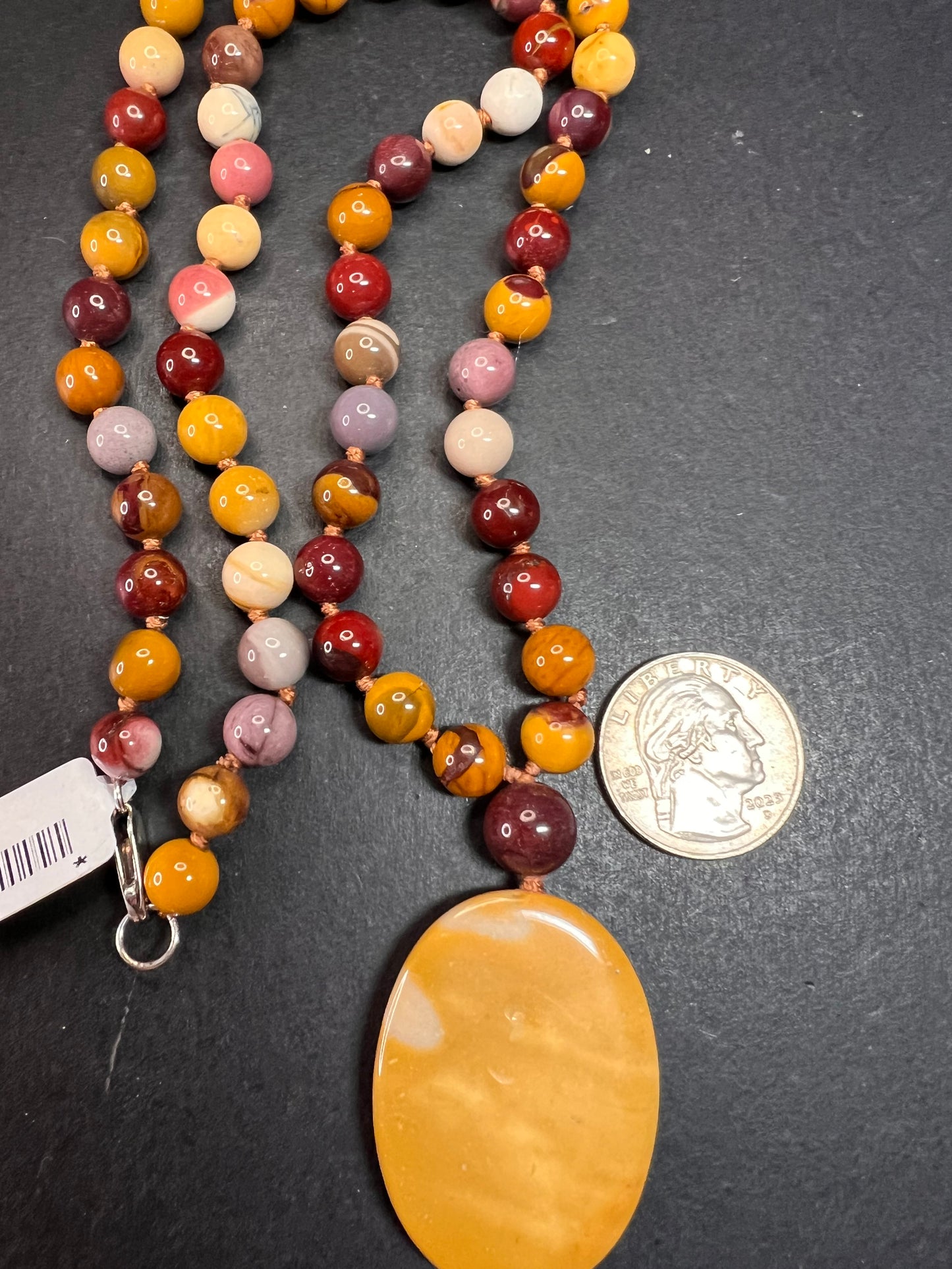 NEW Mookaite knotted pendant necklace with sterling silver clasp