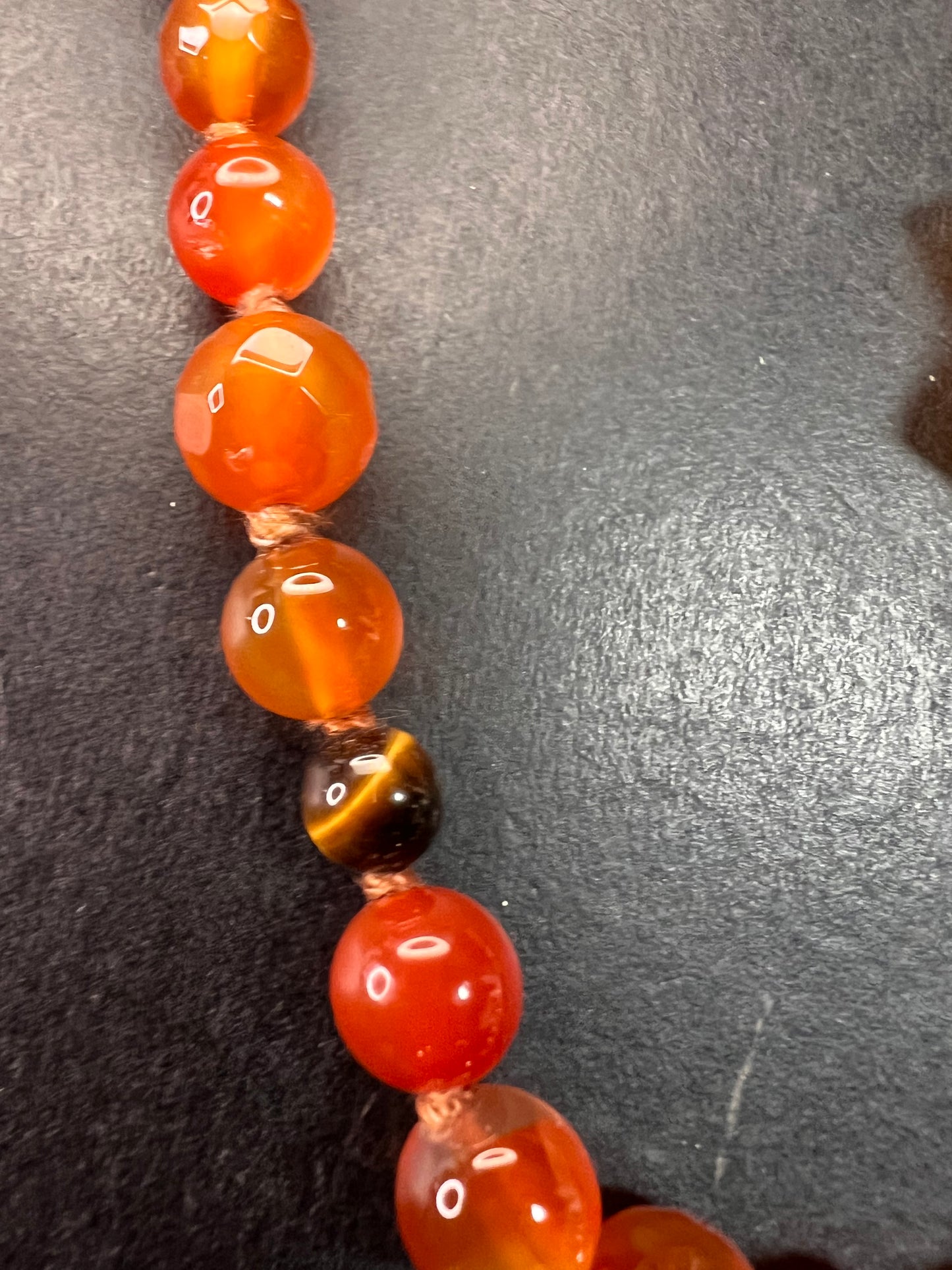 NEW carnelian multi stone sunface knotted necklace