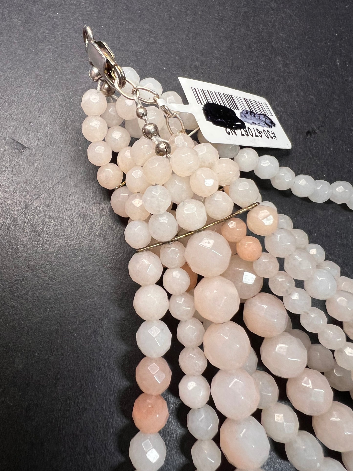 NEW pink aventurine multi strand necklace with sterling silver clasp