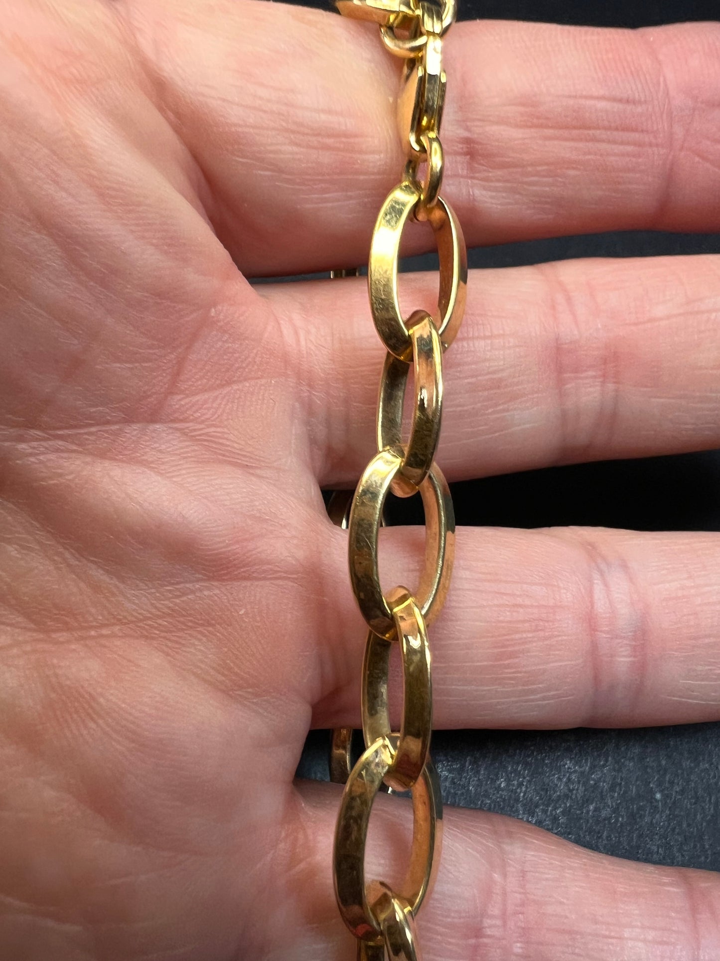 Yellow gold over bronze link bracelet 8 inches
