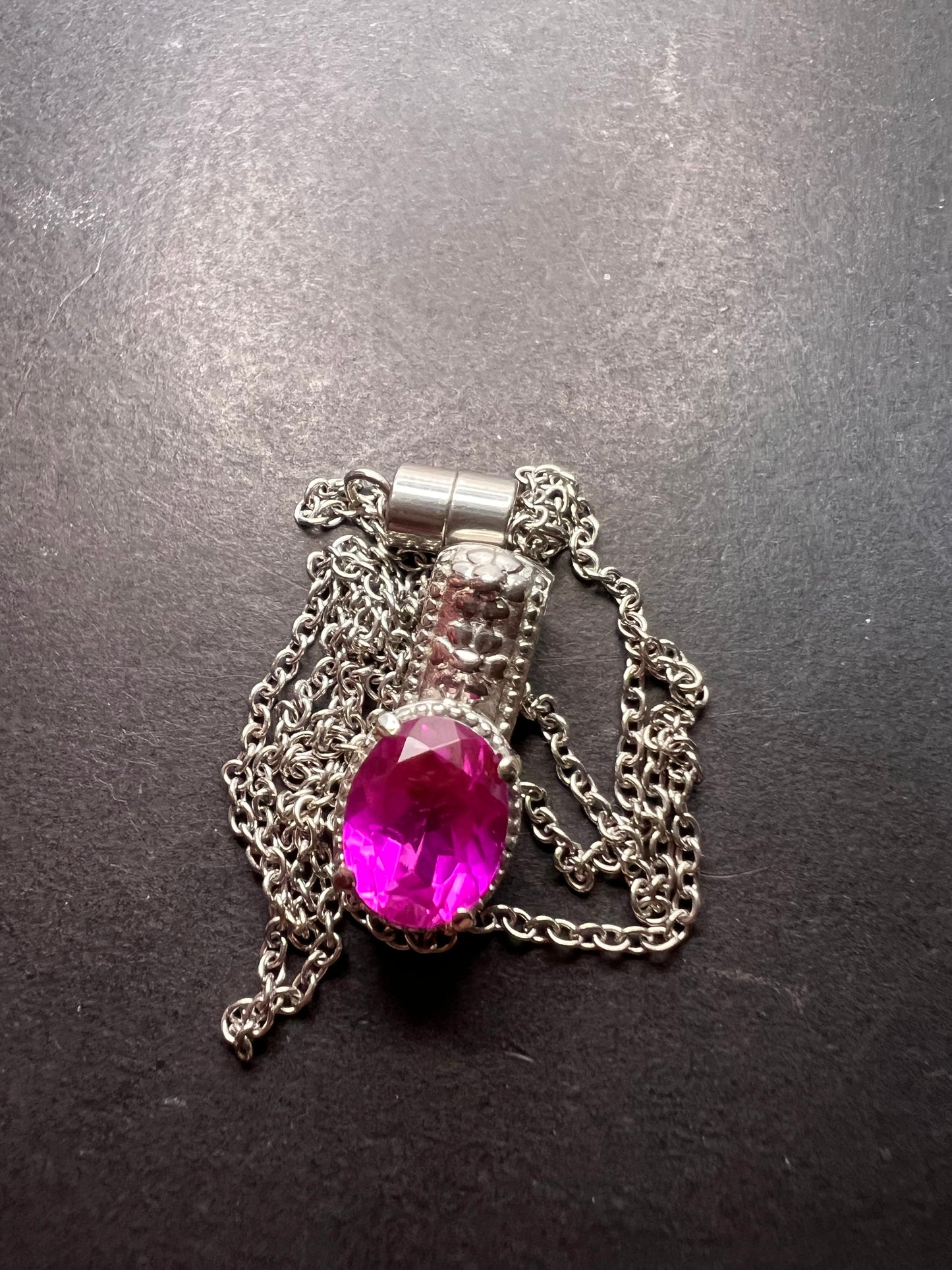 Radiant orchid quartz pendant and chain necklace in stainless steel *NEW*