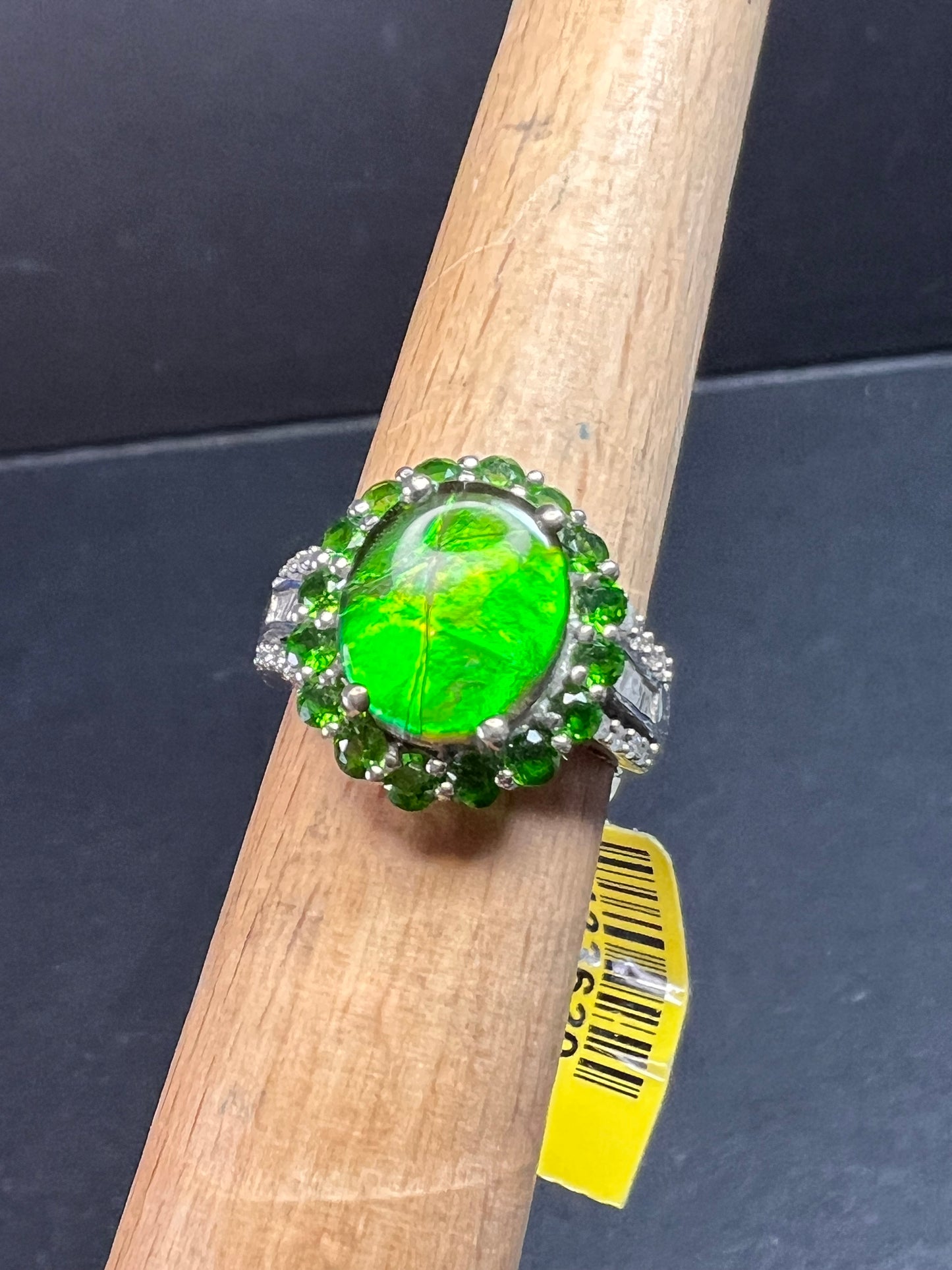 NEW with tag ammolite and diamond sterling silver ring size 7