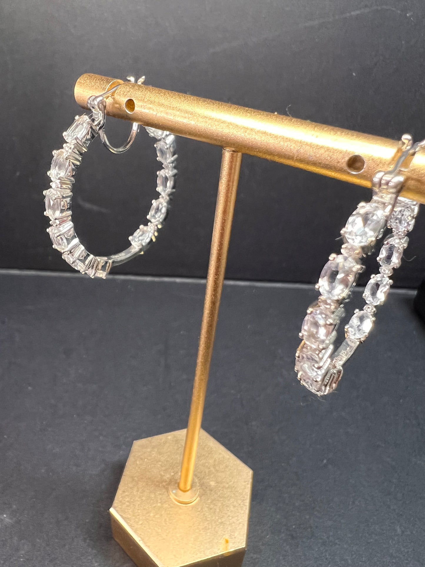 NEW Petalite and zircon inside out hoop earrings in platinum over sterling silver