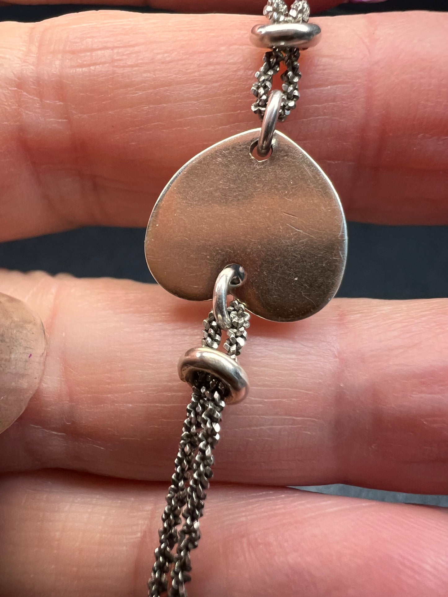 Vintage Dyadema sterling silver two toned heart charm multi chain bracelet