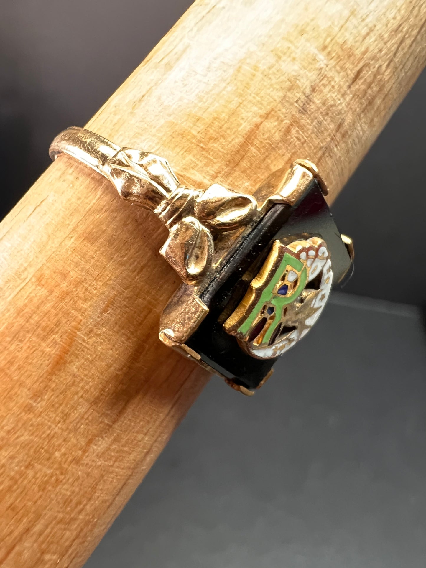 Vintage A&Z 10K Gold Filled Daughters of Rebekah Odd Fellows Enamel Ring – Size 9