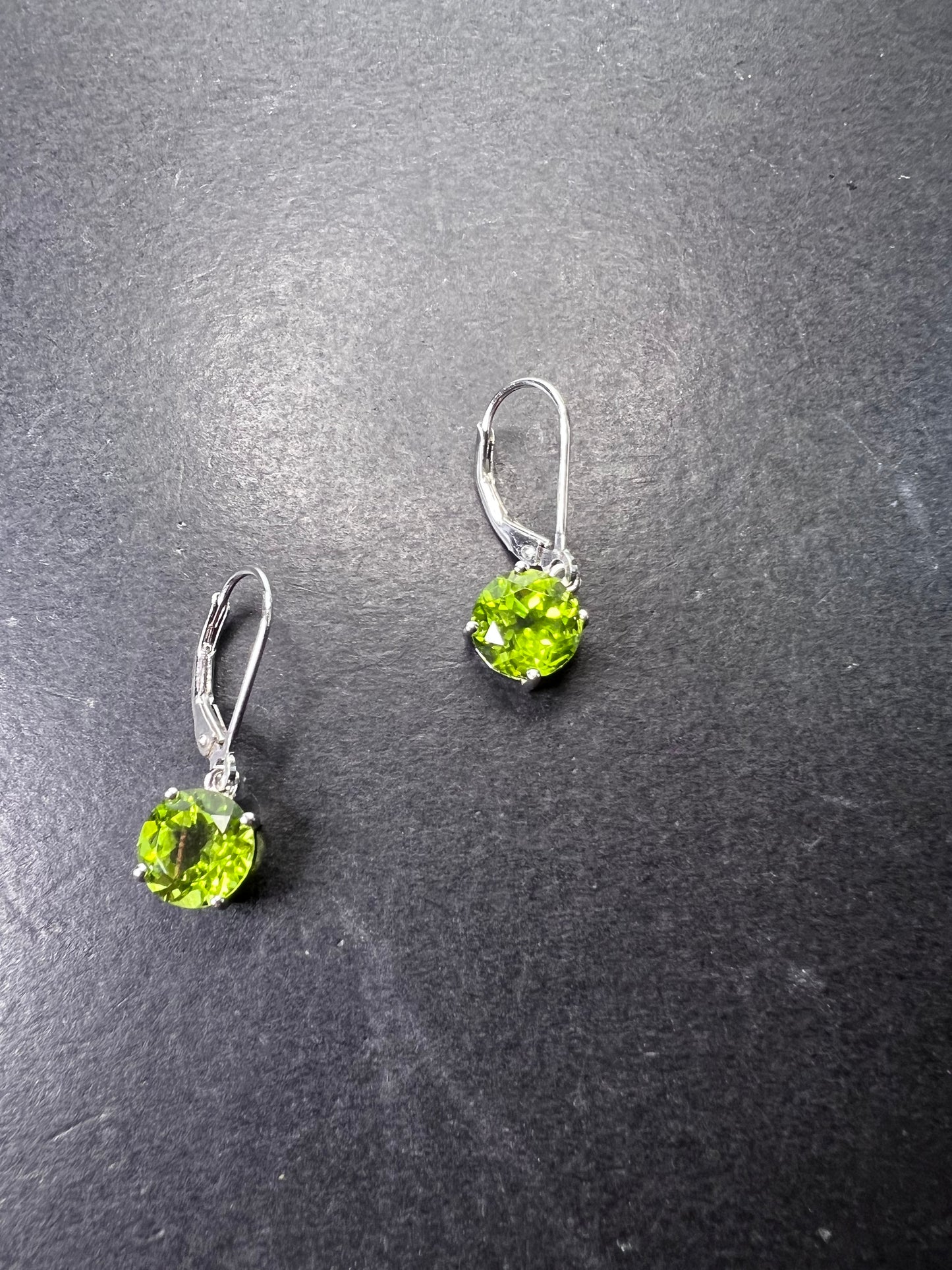 Green Peridot Sterling Silver Solitaire Earrings