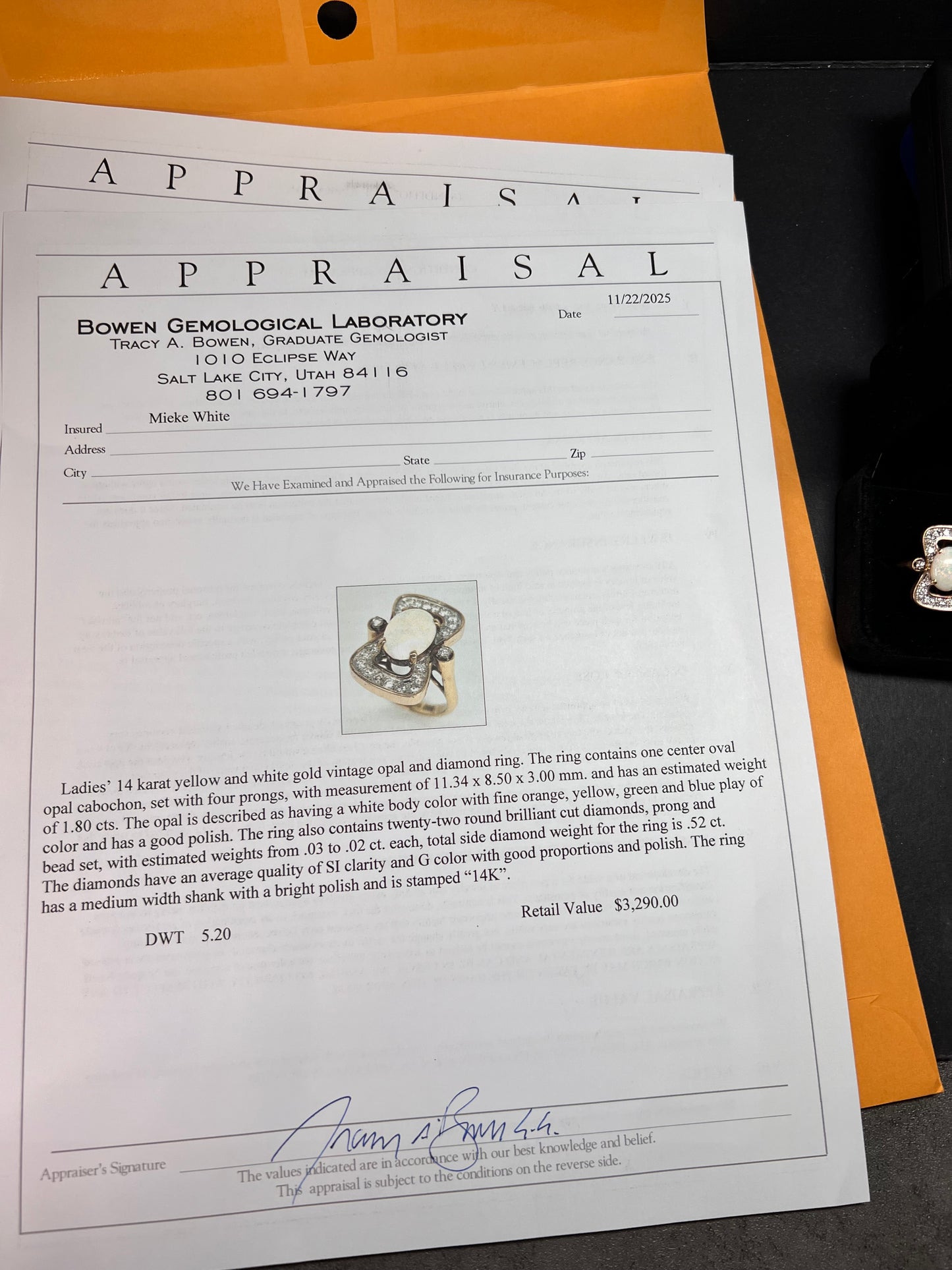 Vintage 14K Opal & Diamond Ring | Size 6.5 | Papered | 1.80ct | 60s–70s