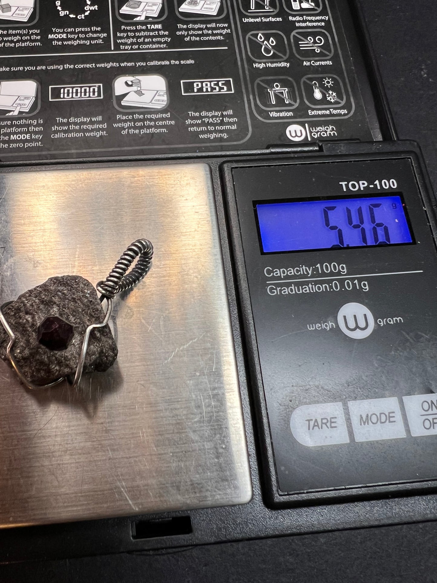 Vintage Sterling Silver Wrapped Rough Garnet in Schist Matrix Pendant