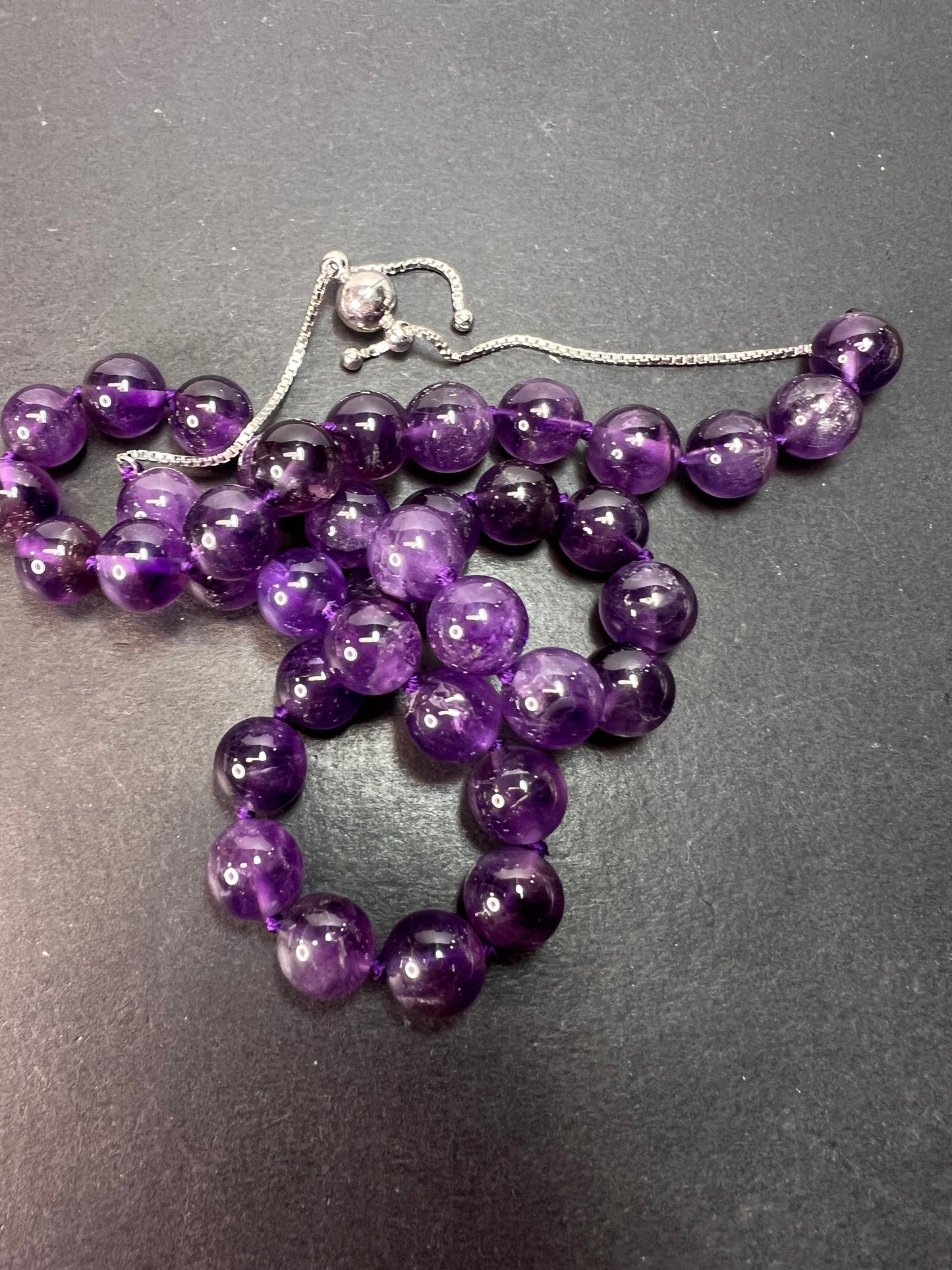 Amethyst knotted sterling silver bolo necklace