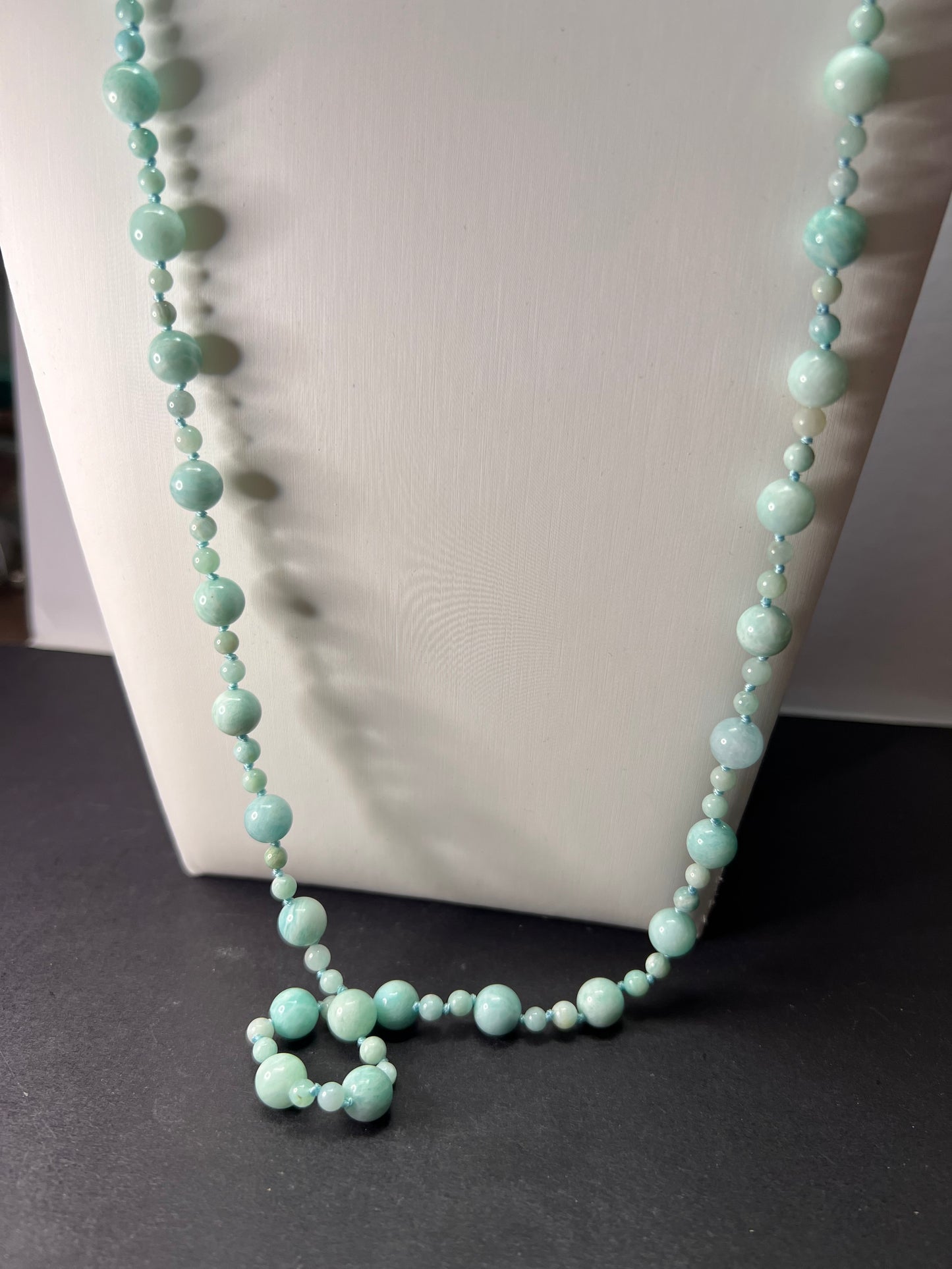 Amazonite knotted 36 inch endless necklace