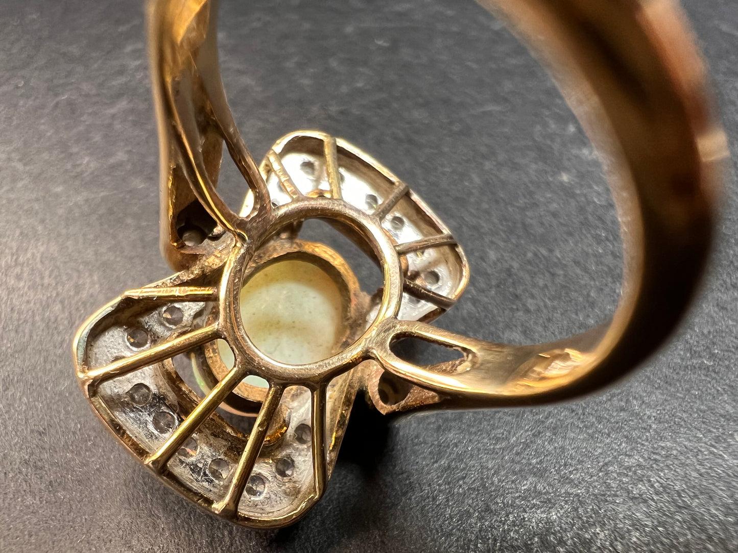 Vintage 14K Opal & Diamond Ring | Size 6.5 | Papered | 1.80ct | 60s–70s