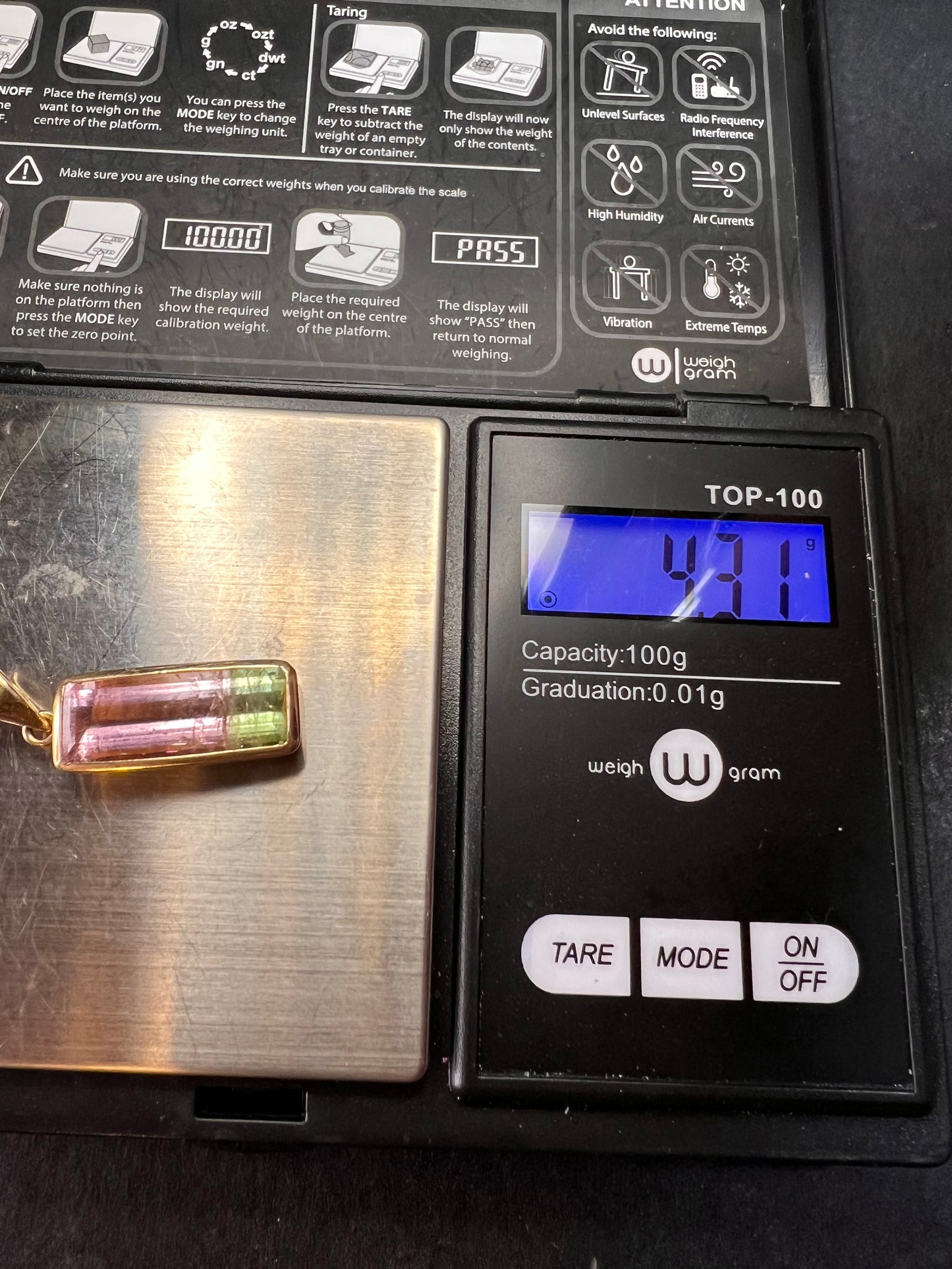 Vintage 14k gold watermelon tourmaline pendant