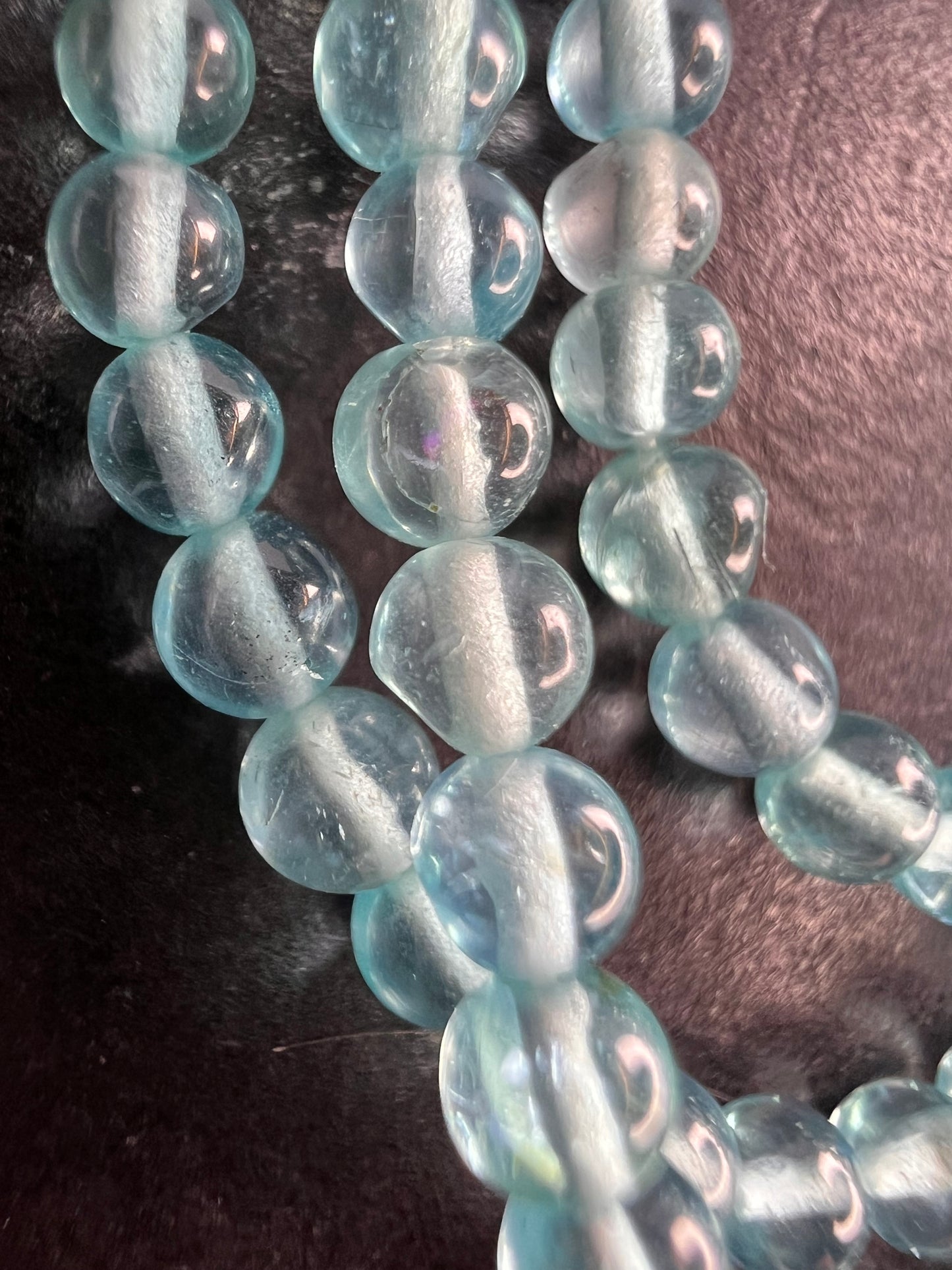 Blue apatite 2mm beaded necklace with sterling silver clasp