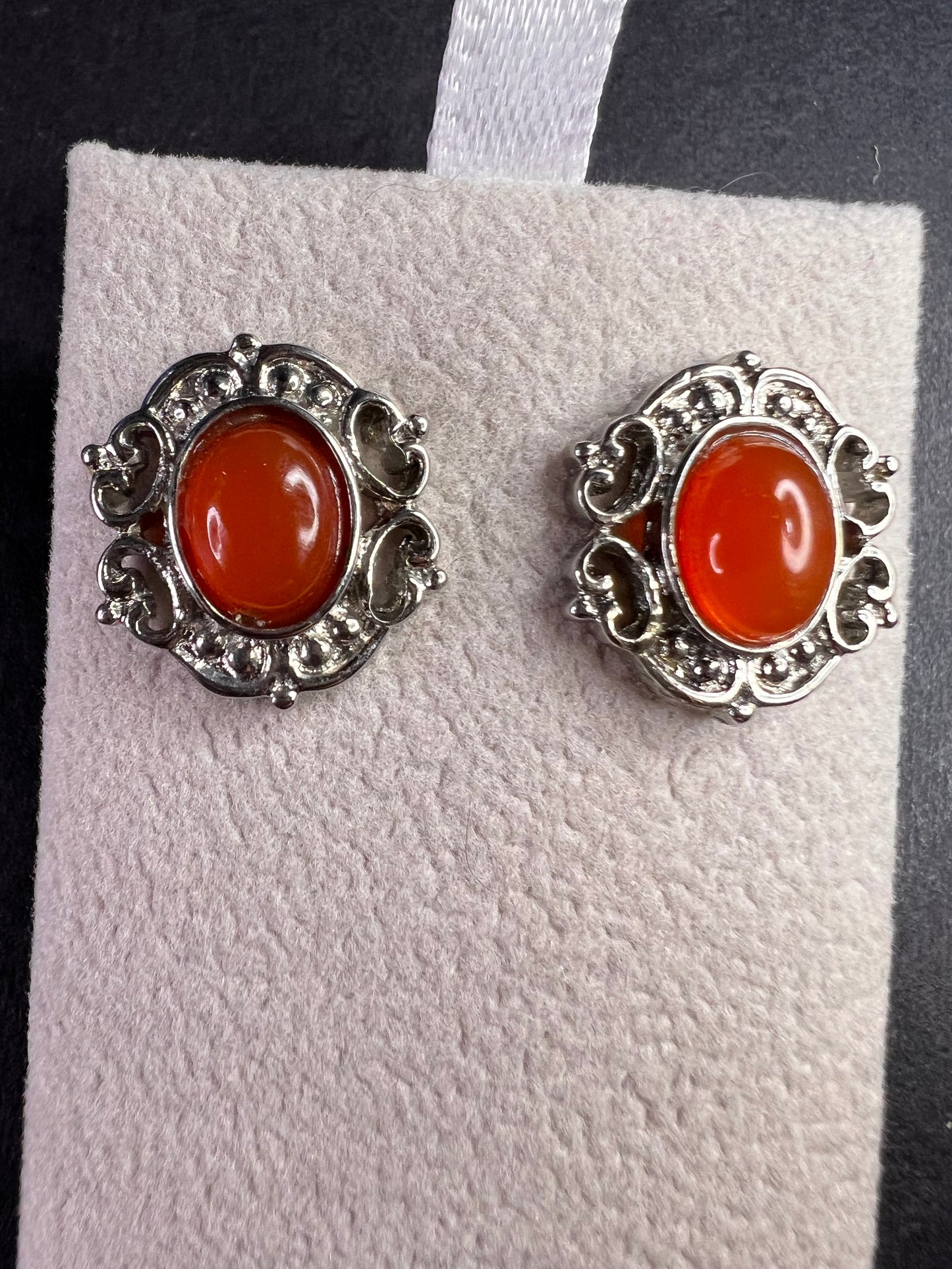 Carnelian stainless steel stud earrings