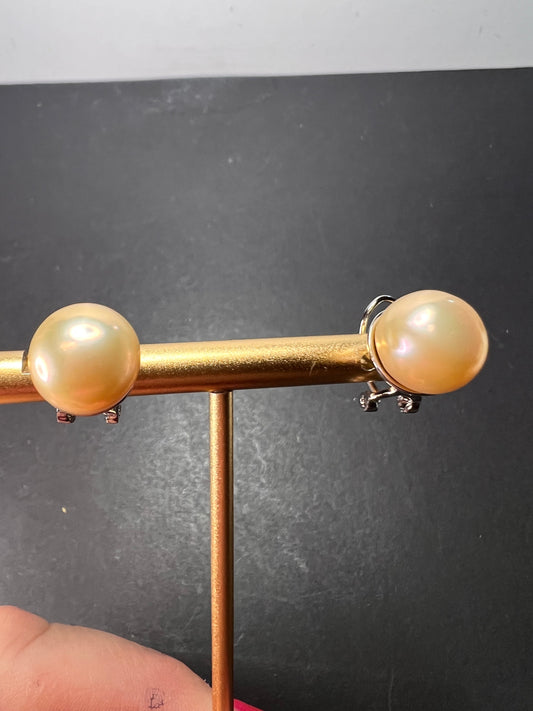 Genusis™ Golden Cultured Freshwater Pearl Rhodium Over Sterling Silver Earrings