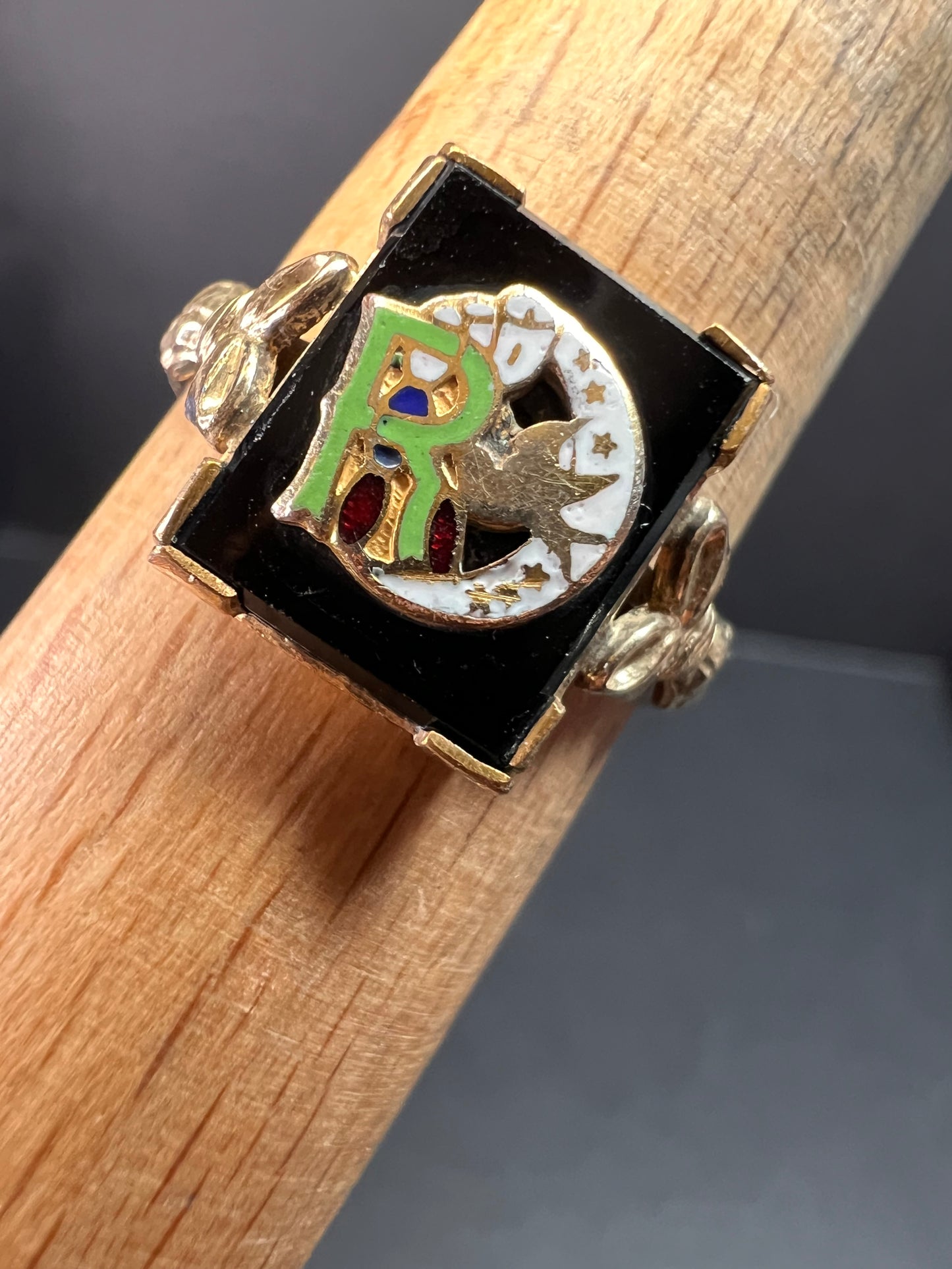 Vintage A&Z 10K Gold Filled Daughters of Rebekah Odd Fellows Enamel Ring – Size 9