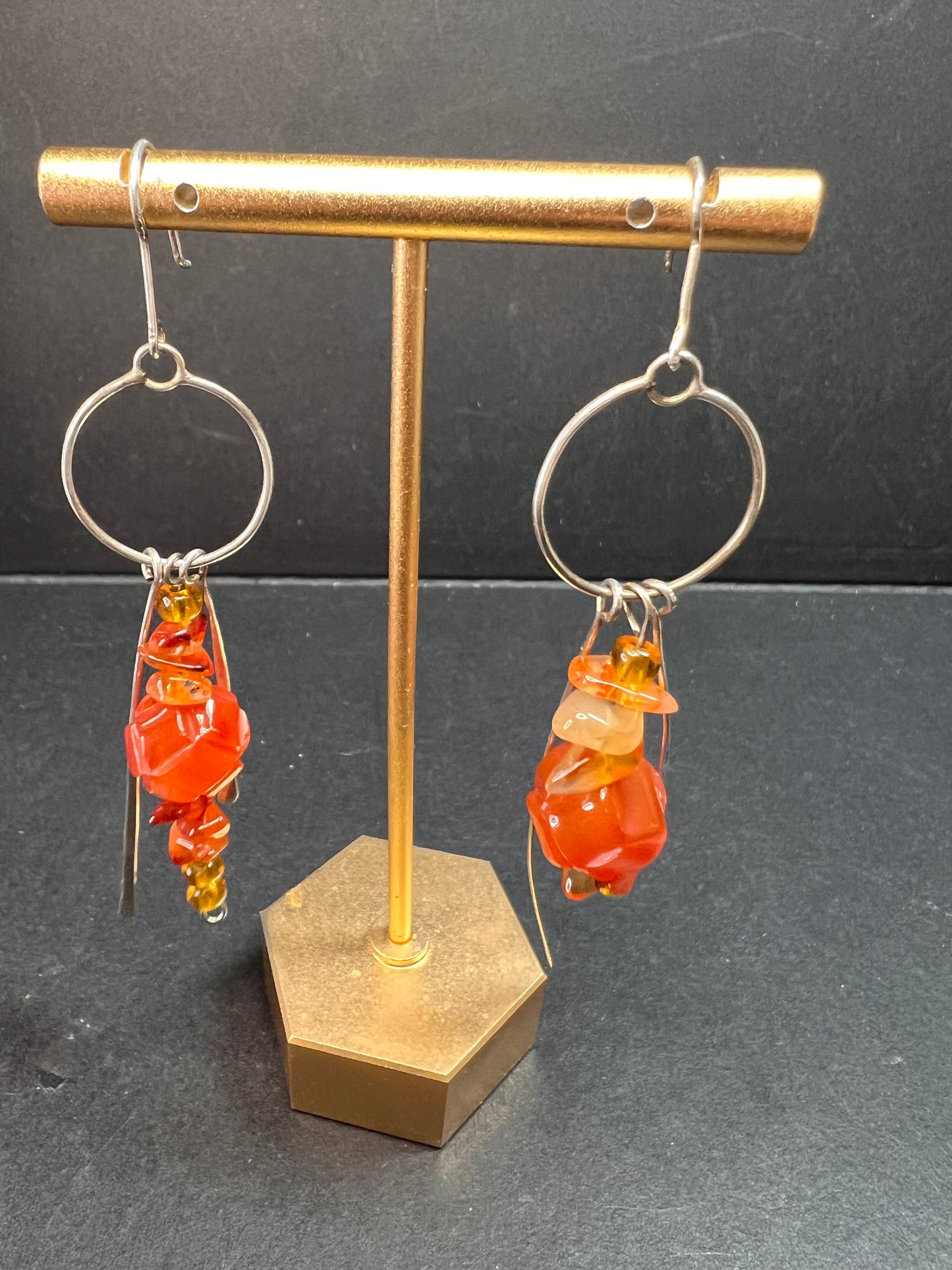 Vintage carnelian sterling silver dangle earrings