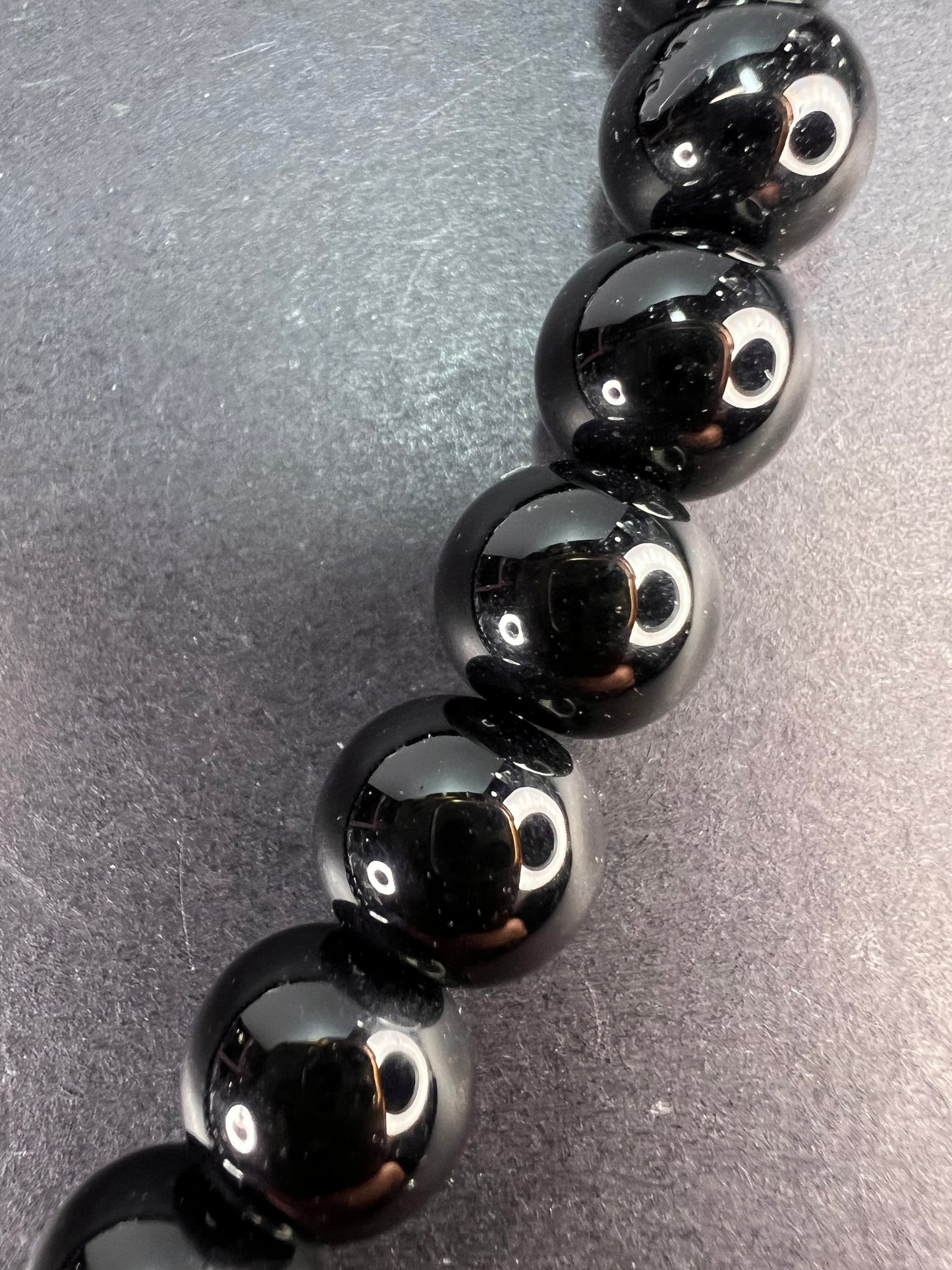 10mm Black Onyx necklace with sterling silver clasp *NEW*