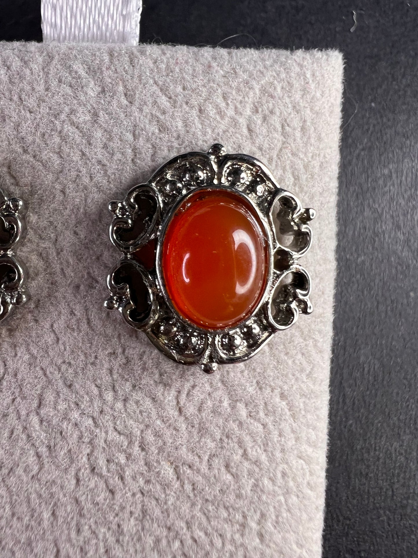 Carnelian stainless steel stud earrings