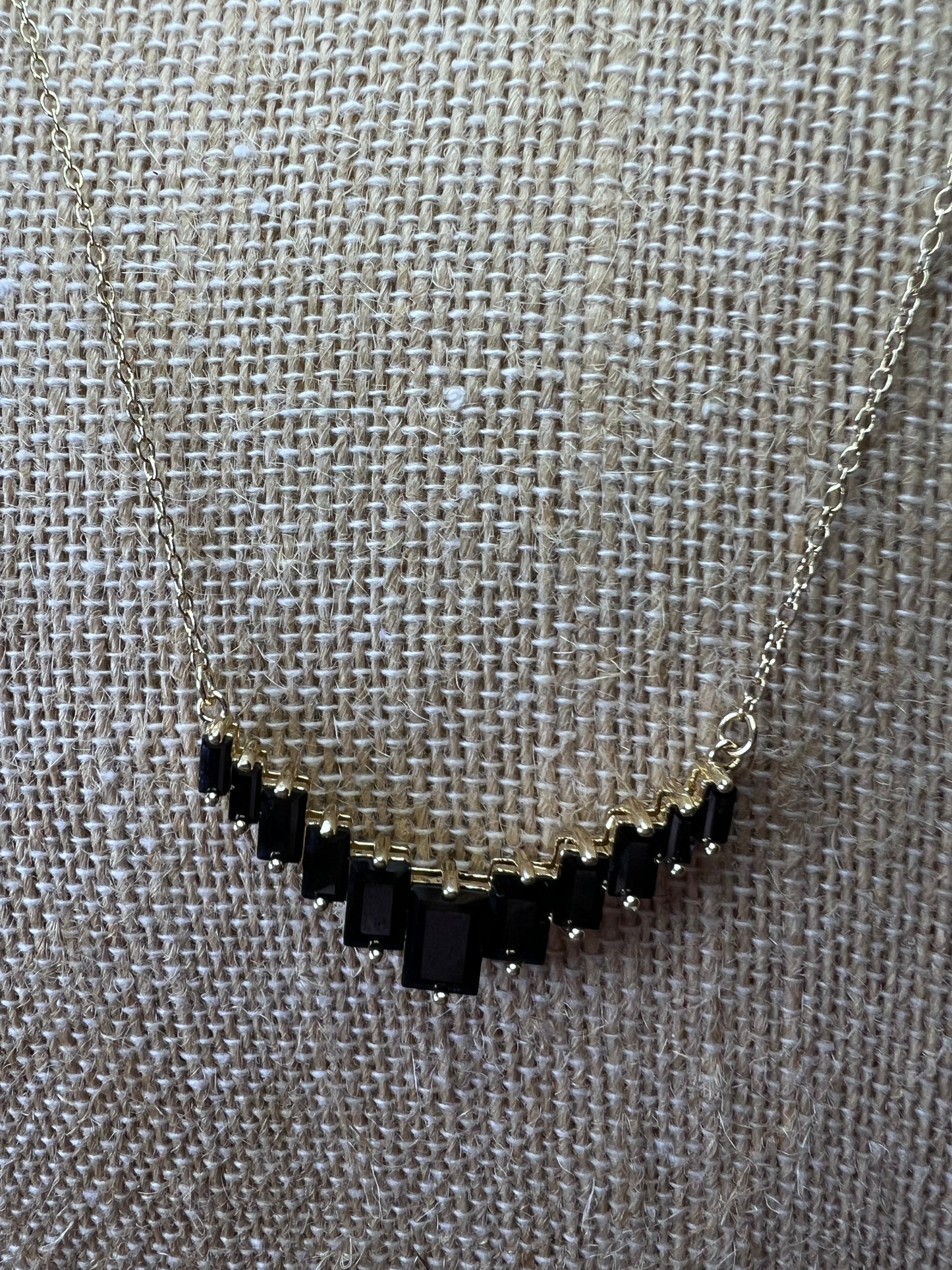 Black Spinel 18k Yellow Gold Over Sterling Silver Bar Necklace 3.50ctw