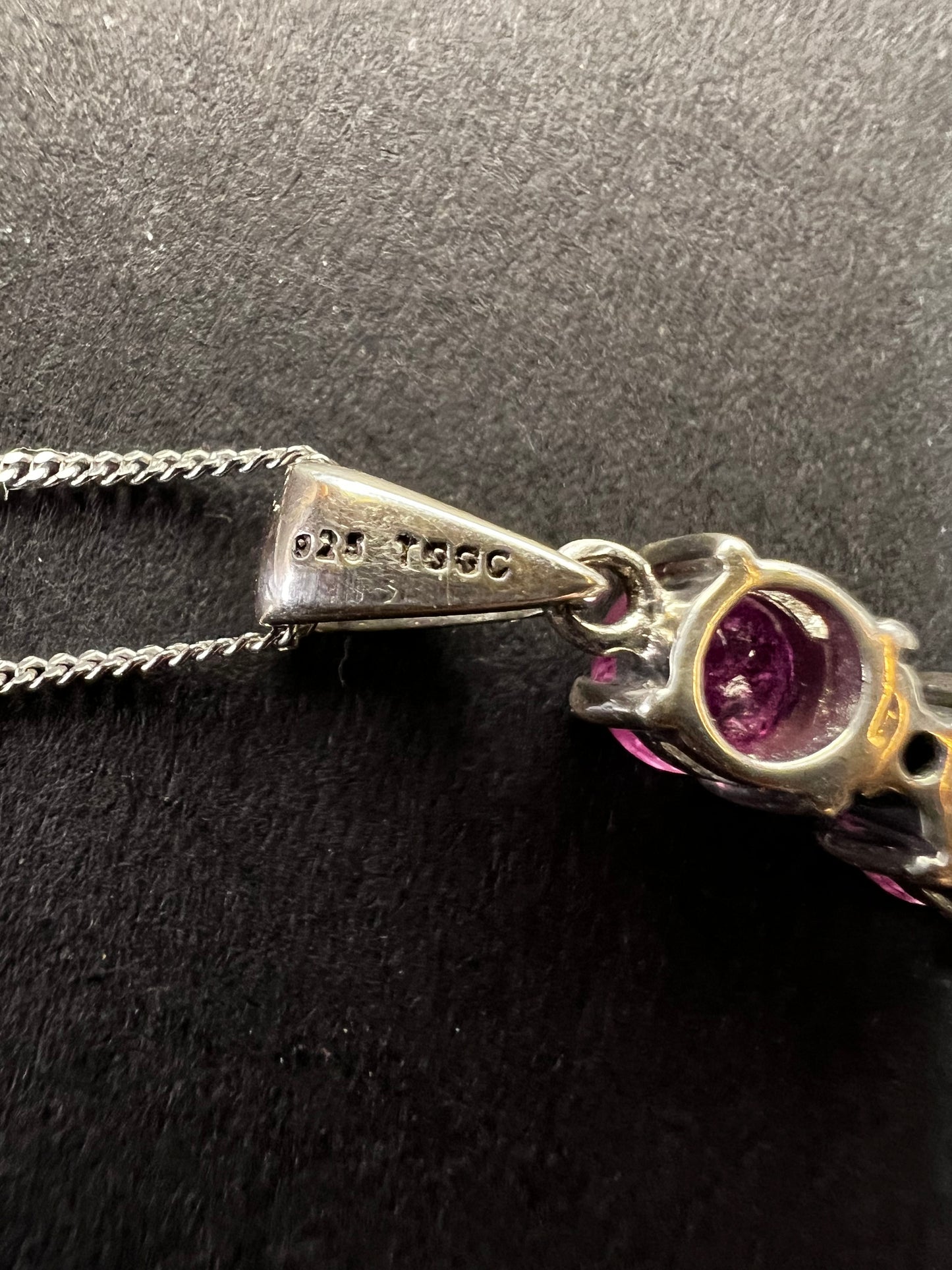 Pink Sapphire & White Topaz Sterling Silver Pendant Necklace 16-18”