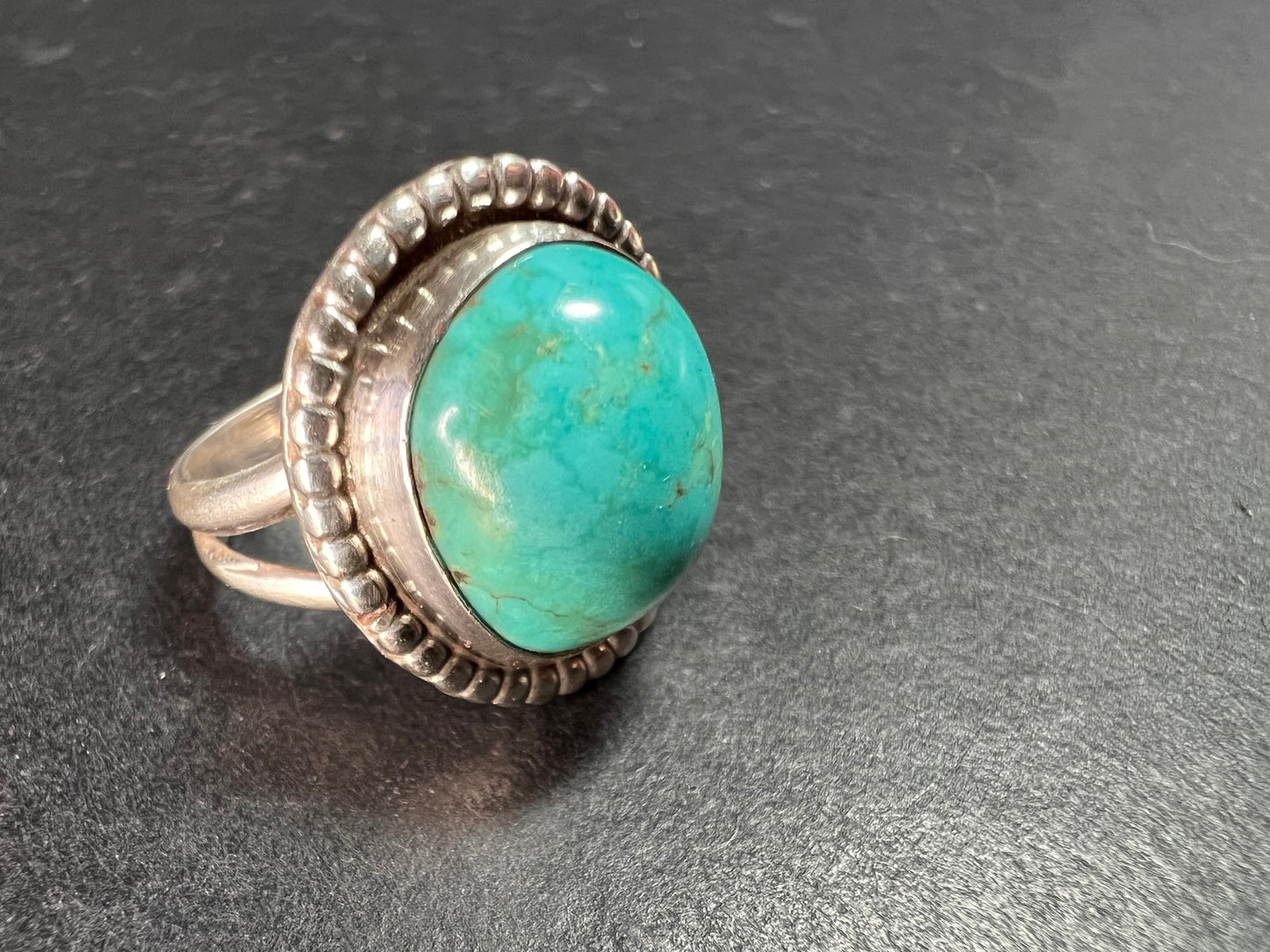 Vintage Handmade Sterling Silver Turquoise Ring – Size 6 – Southwestern Artisan Jewelry