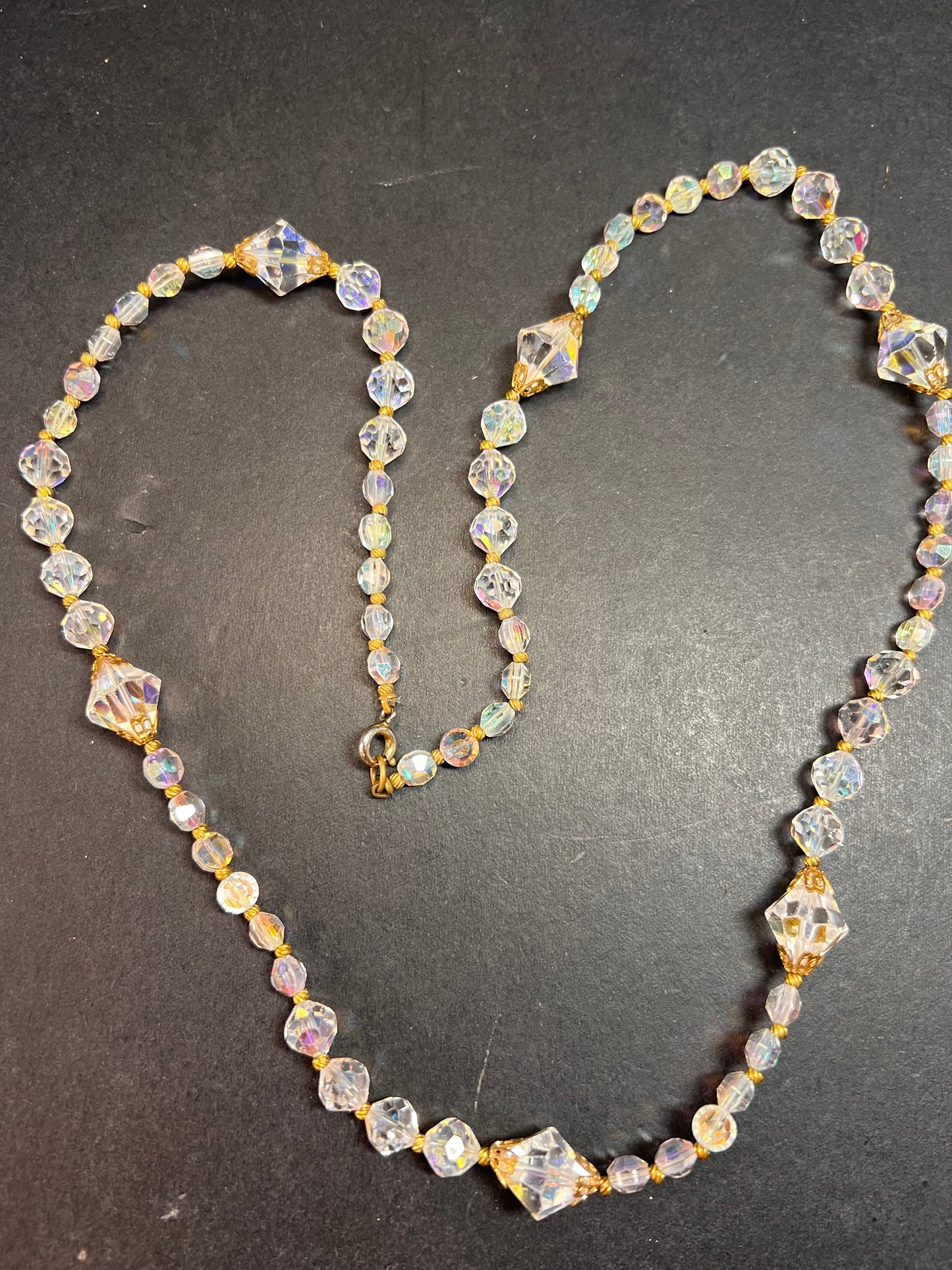 Vintage Aurora Borealis crystal beaded necklace