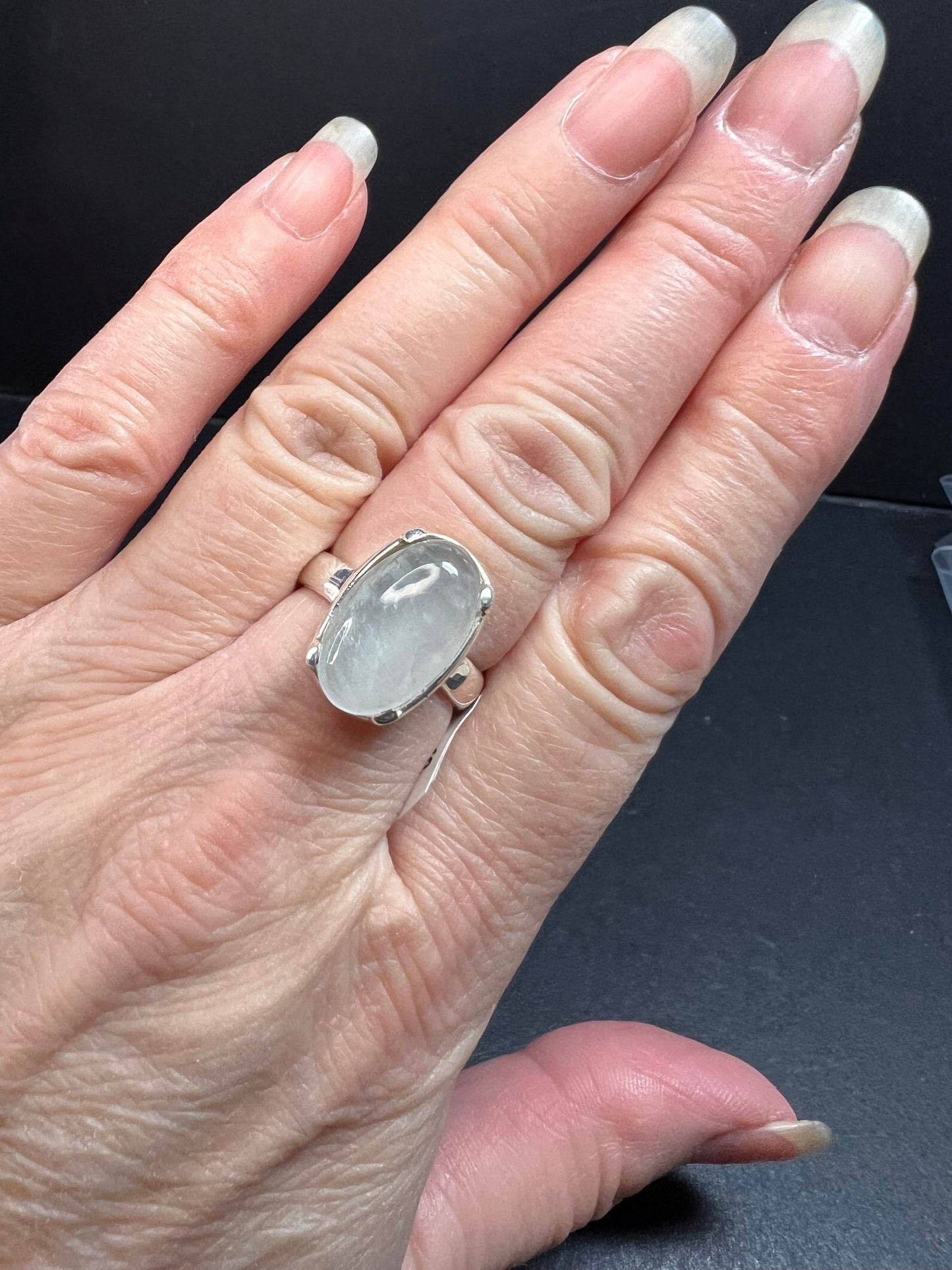 NEW Chatoyant aquamarine sterling silver ring size 8