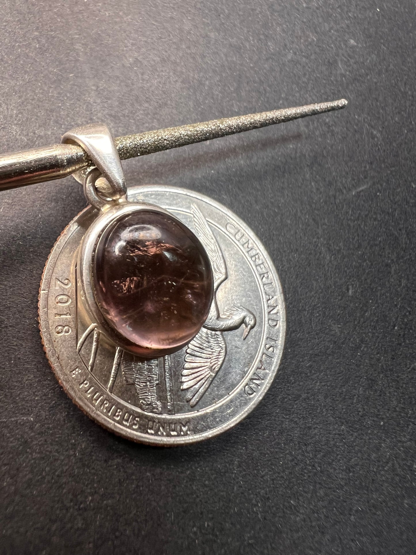NEW lilac bi color tourmaline sterling silver pendant 2.70 grams