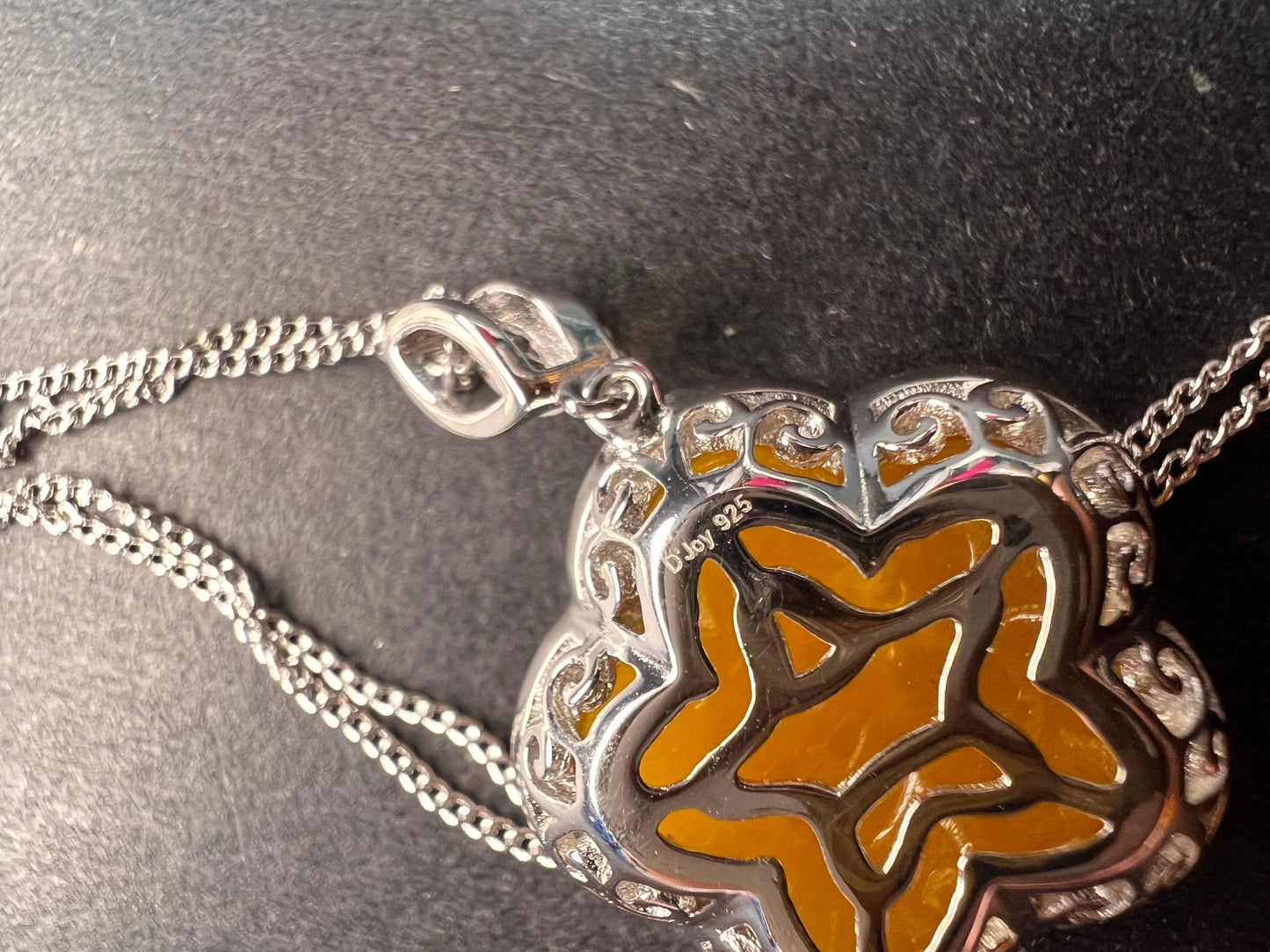 NEW Yellow jade cherry blossom pendant necklace in sterling silver