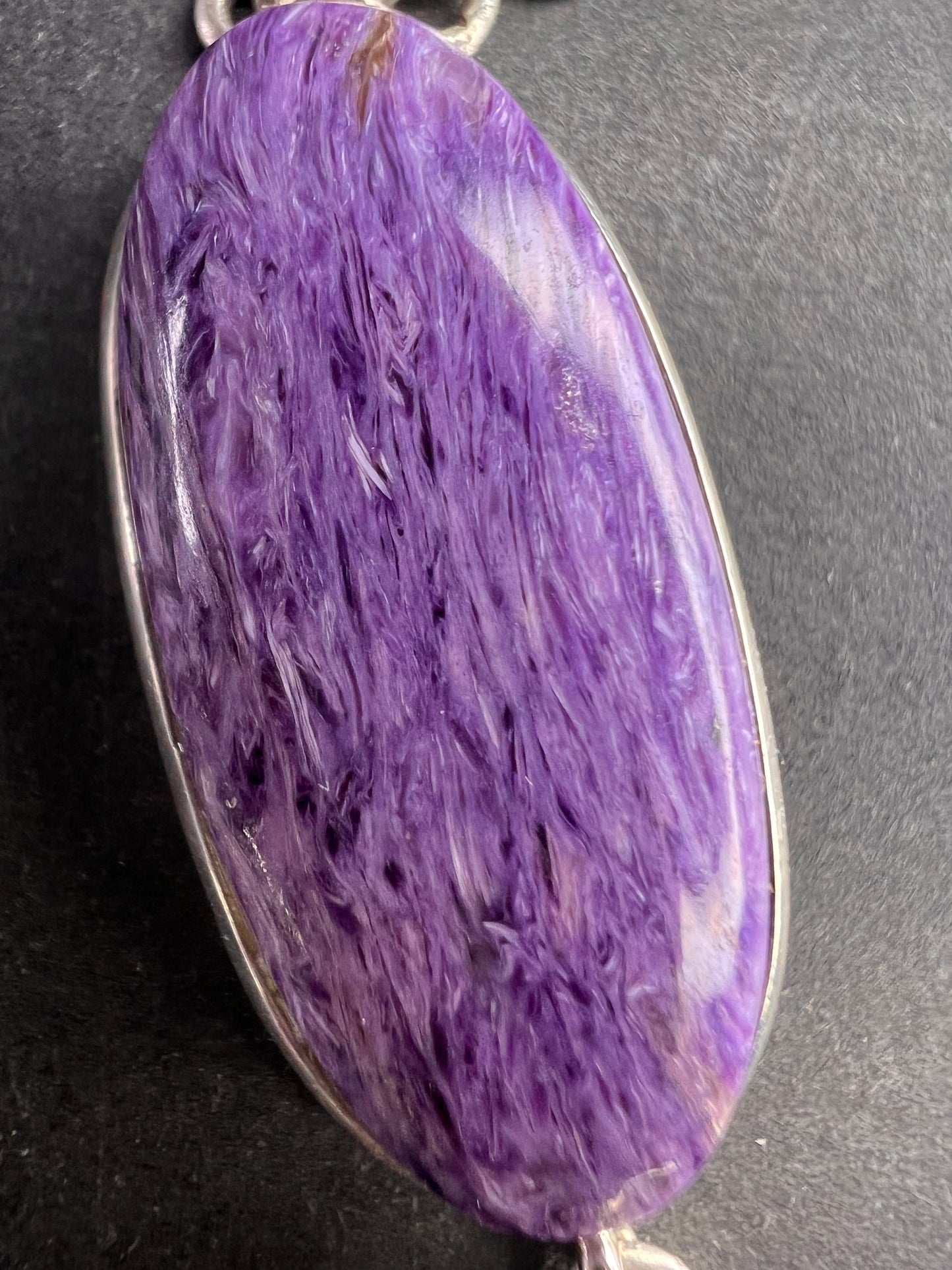 NEW Charoite and amethyst sterling silver necklace