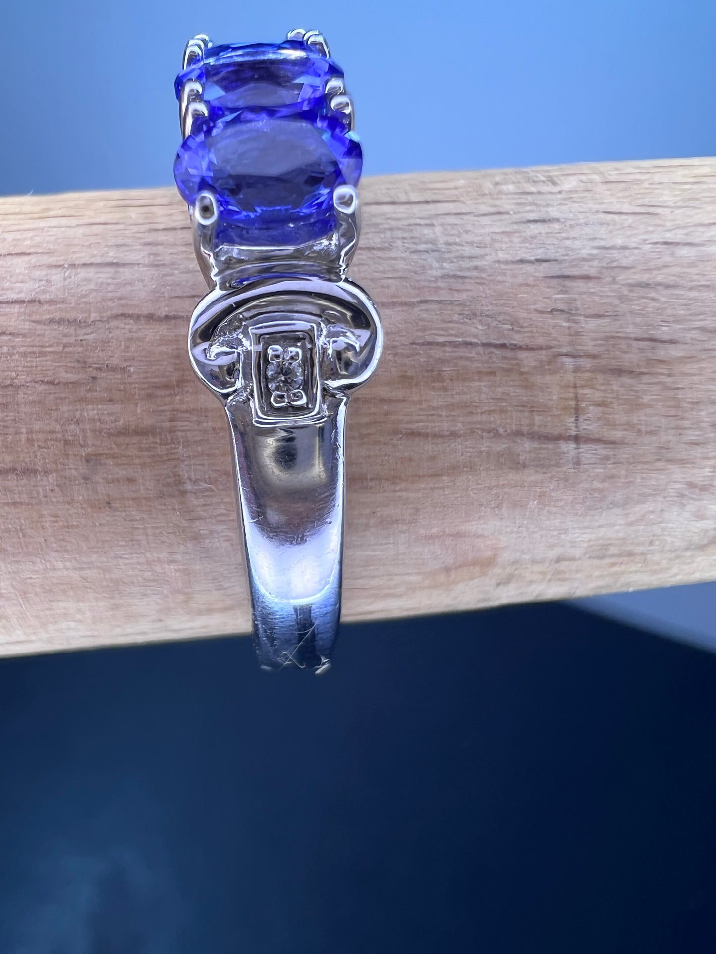 Blue Tanzanite Rhodium Over Sterling Silver 5-stone Band Ring 1.87ctw size 9