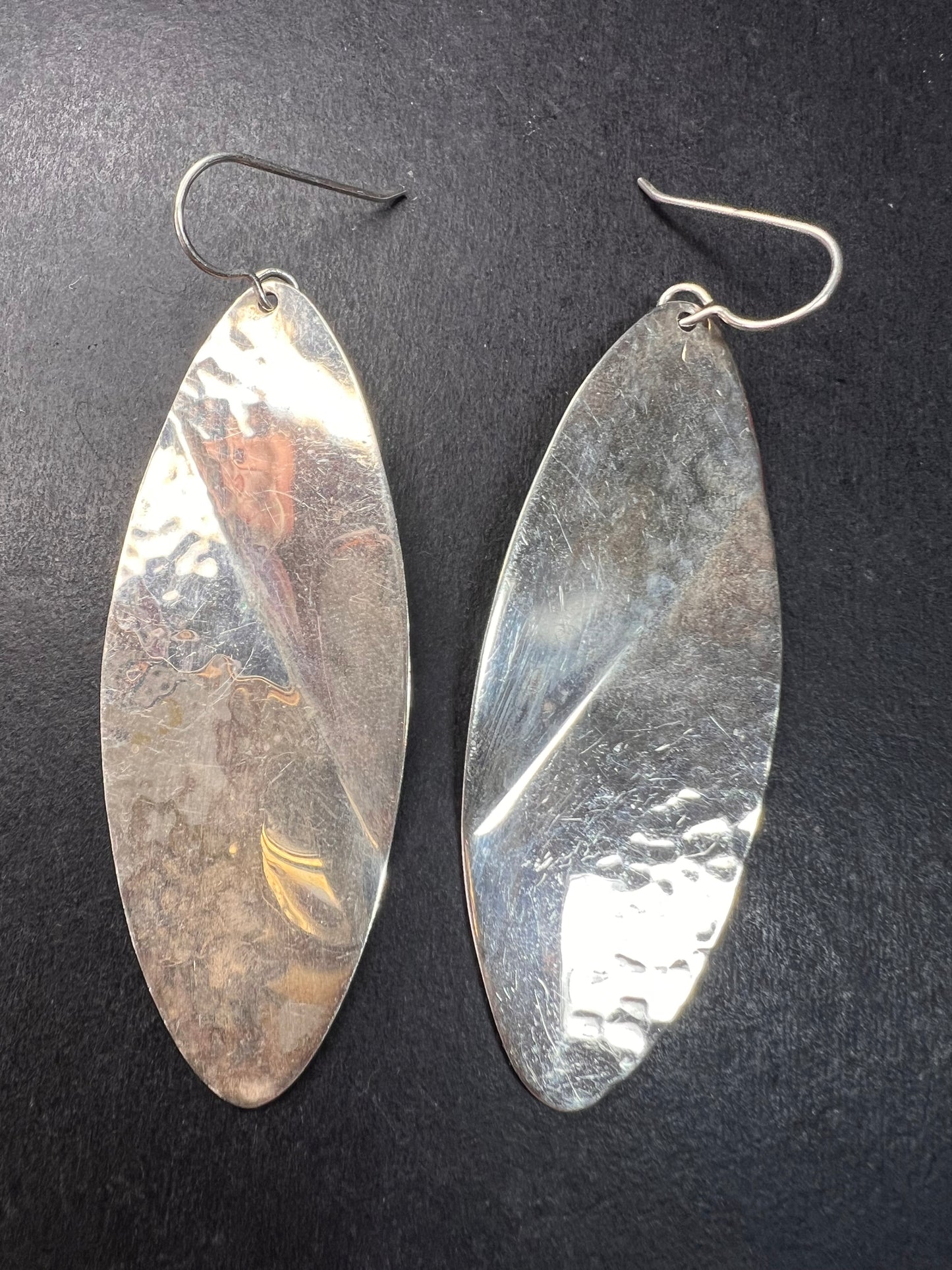 Taxco Mexico Sterling Silver 925 Bold Large Dangle Drop Modernist Earrings