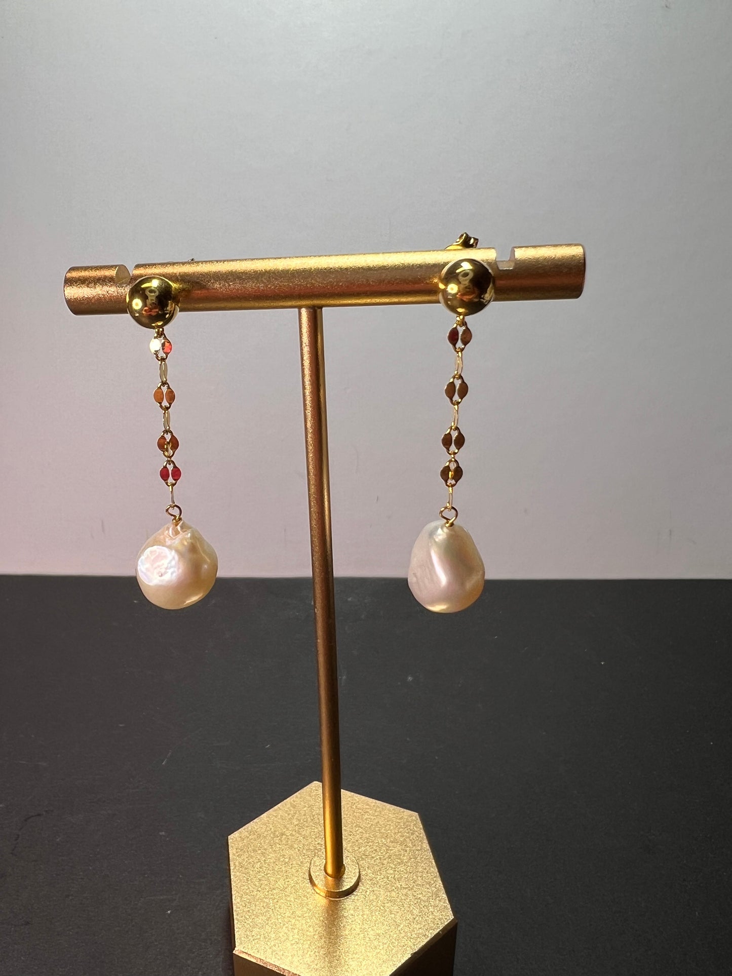 White Cultured Freshwater Pearl 18k Yellow Gold Over Sterling Silver Earrings