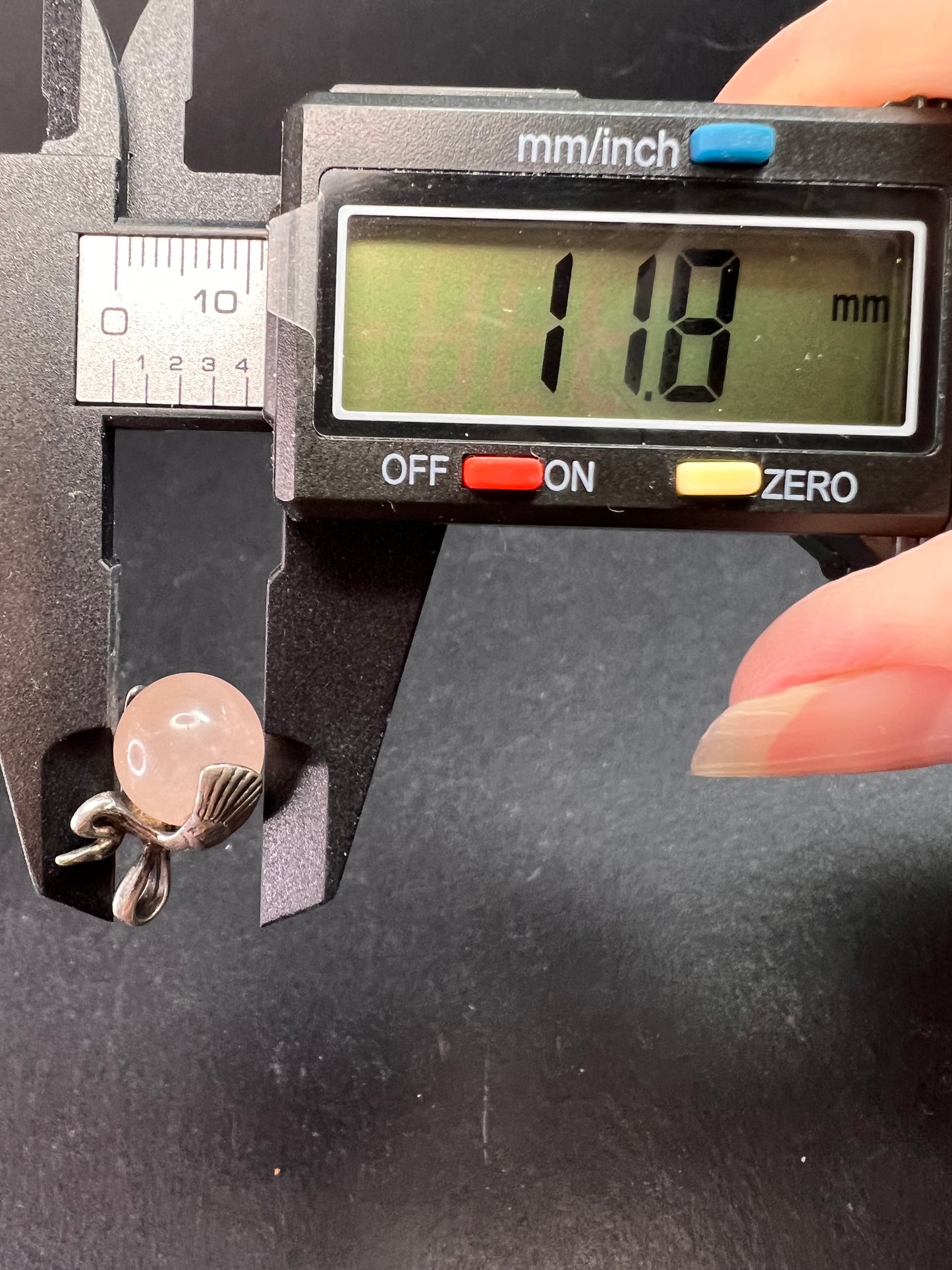 Vintage Sterling Silver Crane Bennu Rose Quartz Pendant | Dead Stock