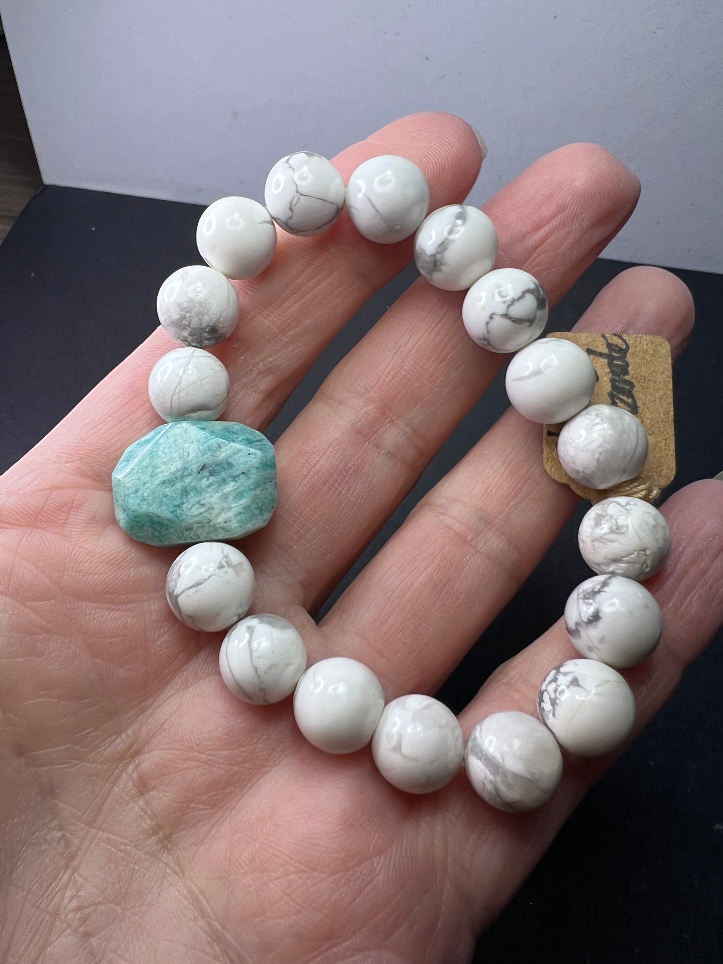 Howlite and Amazonite stretch bracelet 7 inch