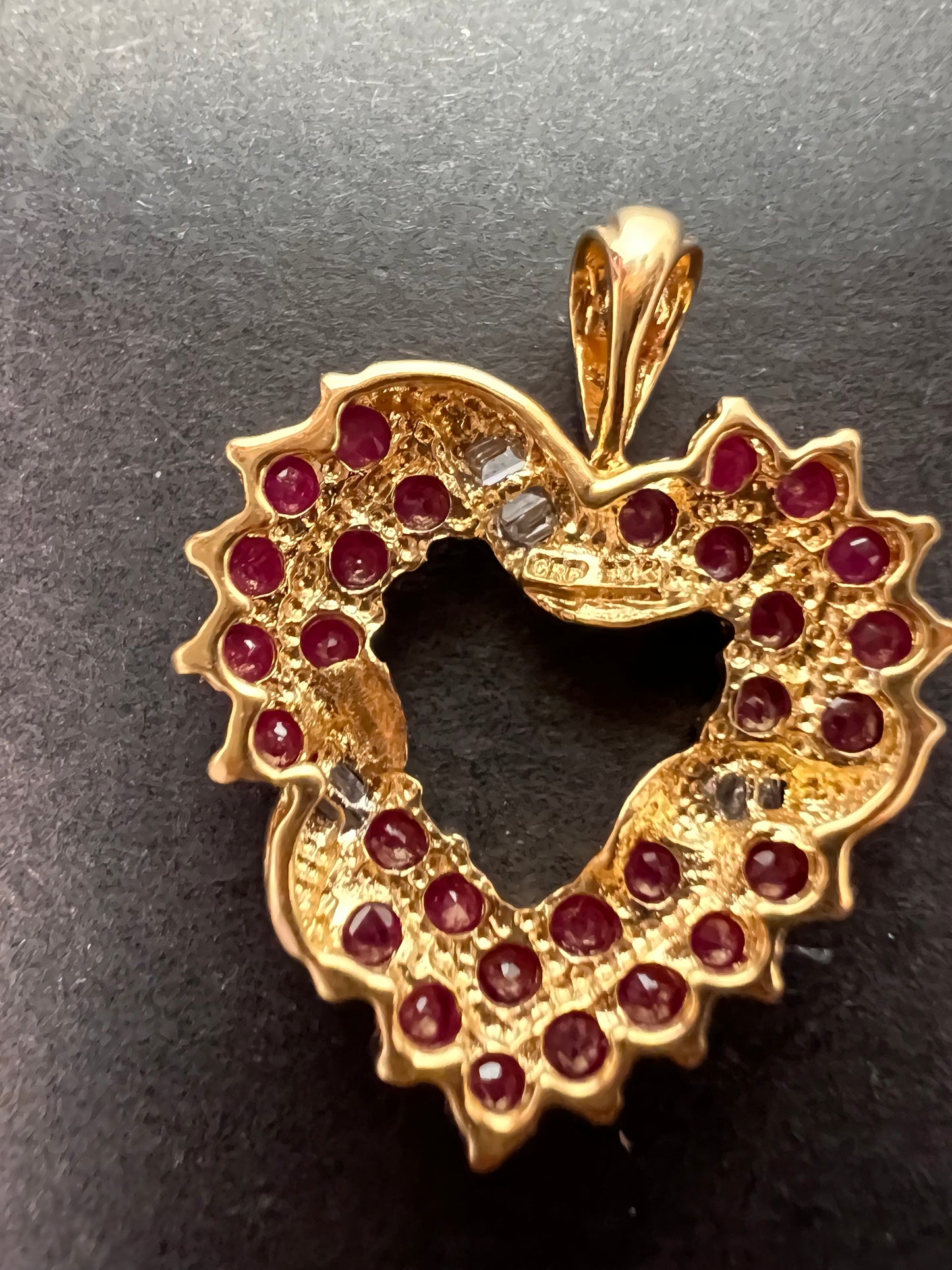 10k gold ruby and diamond heart pendant