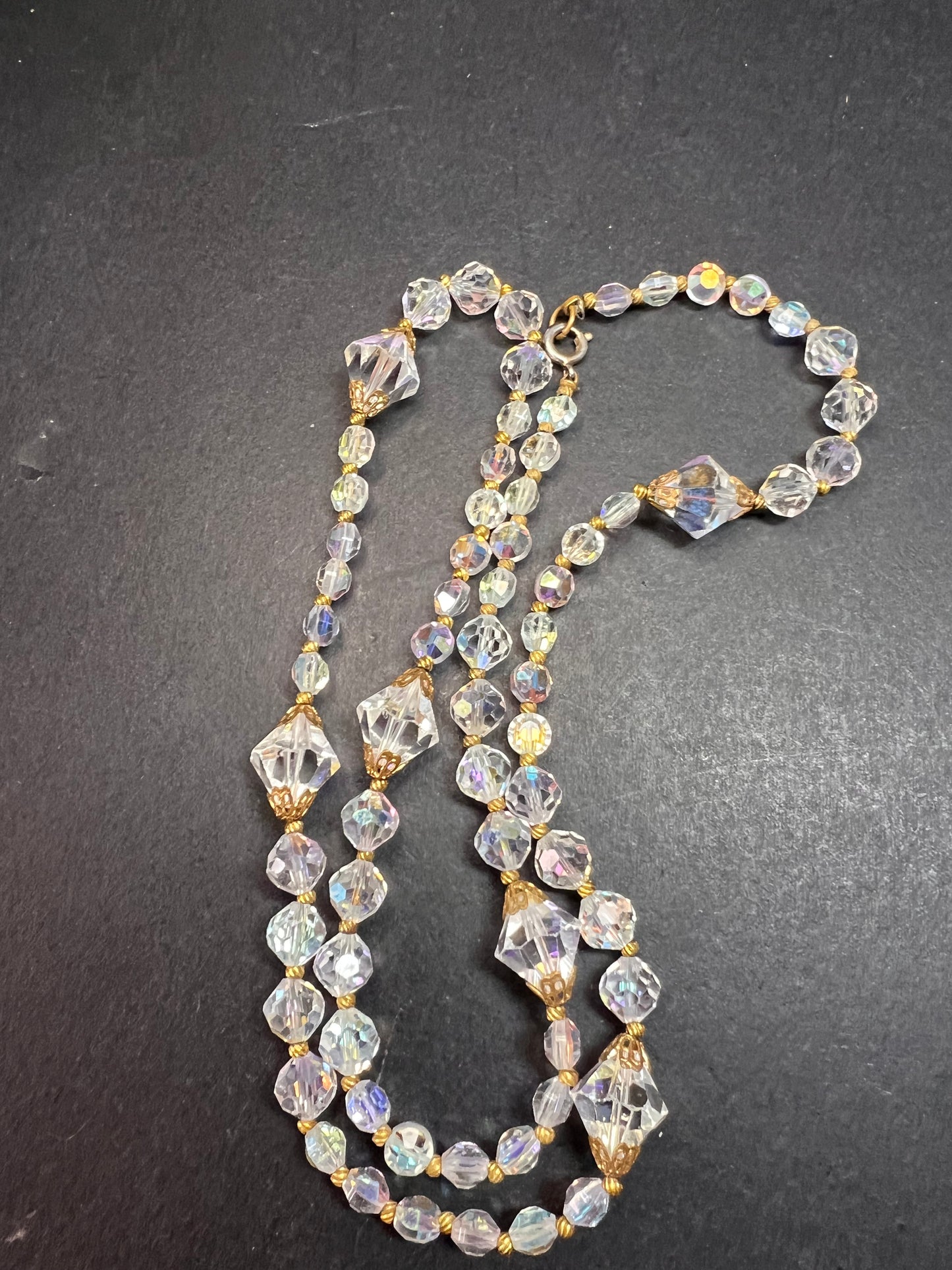 Vintage Aurora Borealis crystal beaded necklace