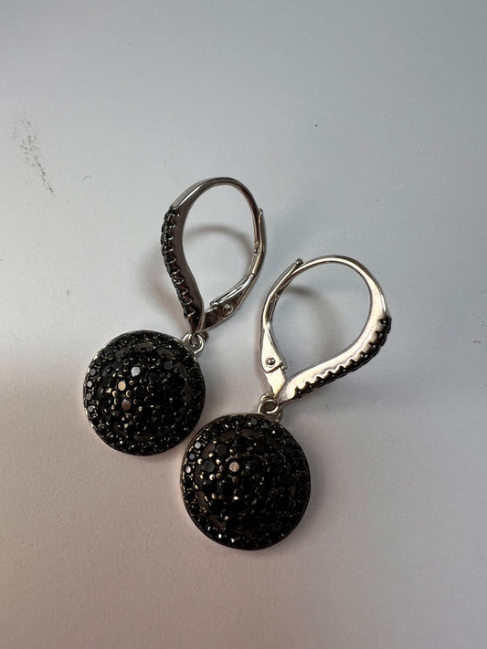Black Spinel Rhodium Over Sterling Silver Cluster Earrings 1.59ctw