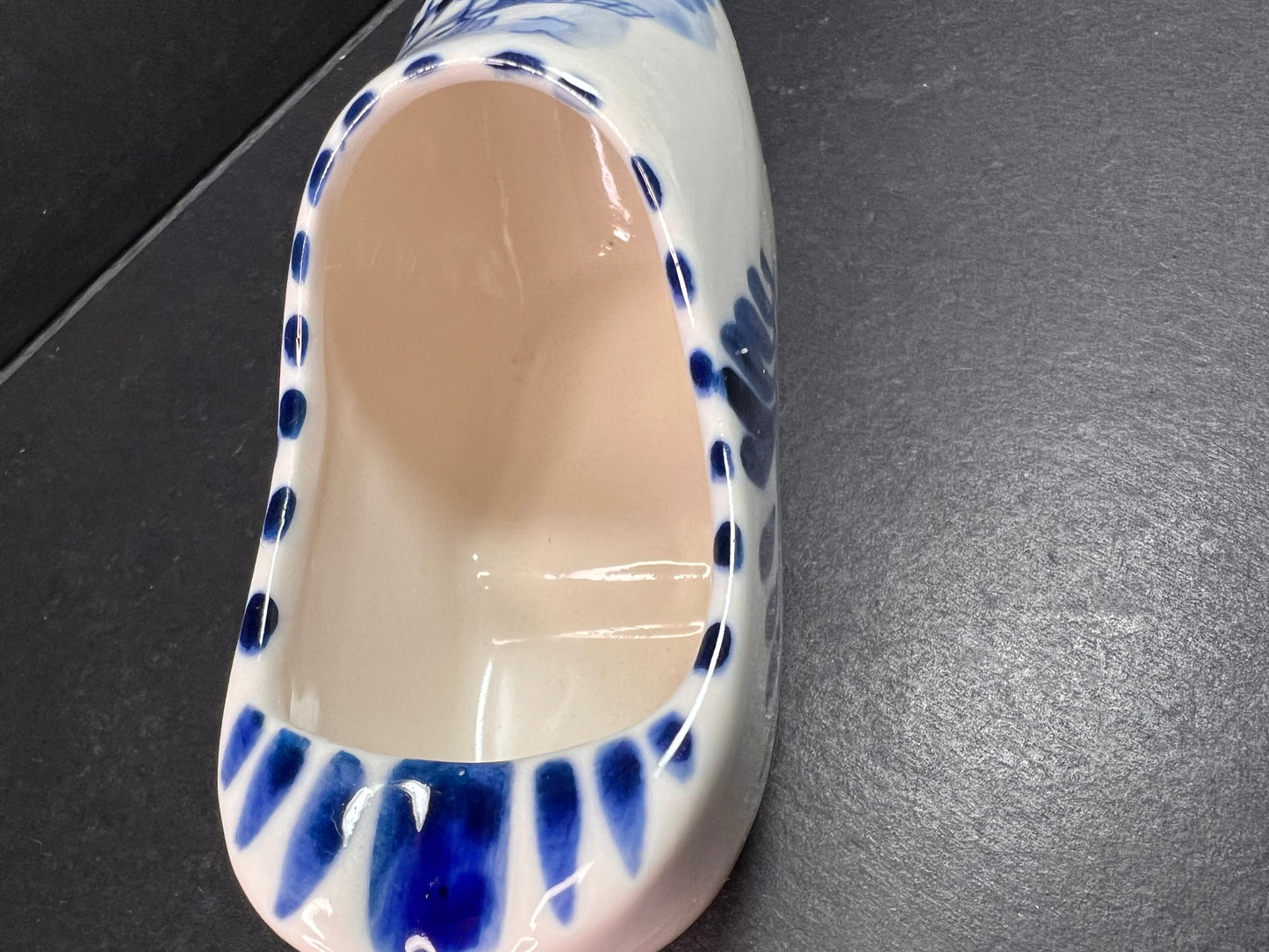 Vintage Blue White Delft Style Ceramic Dutch Clog Souvenir Trinket Dish 4"