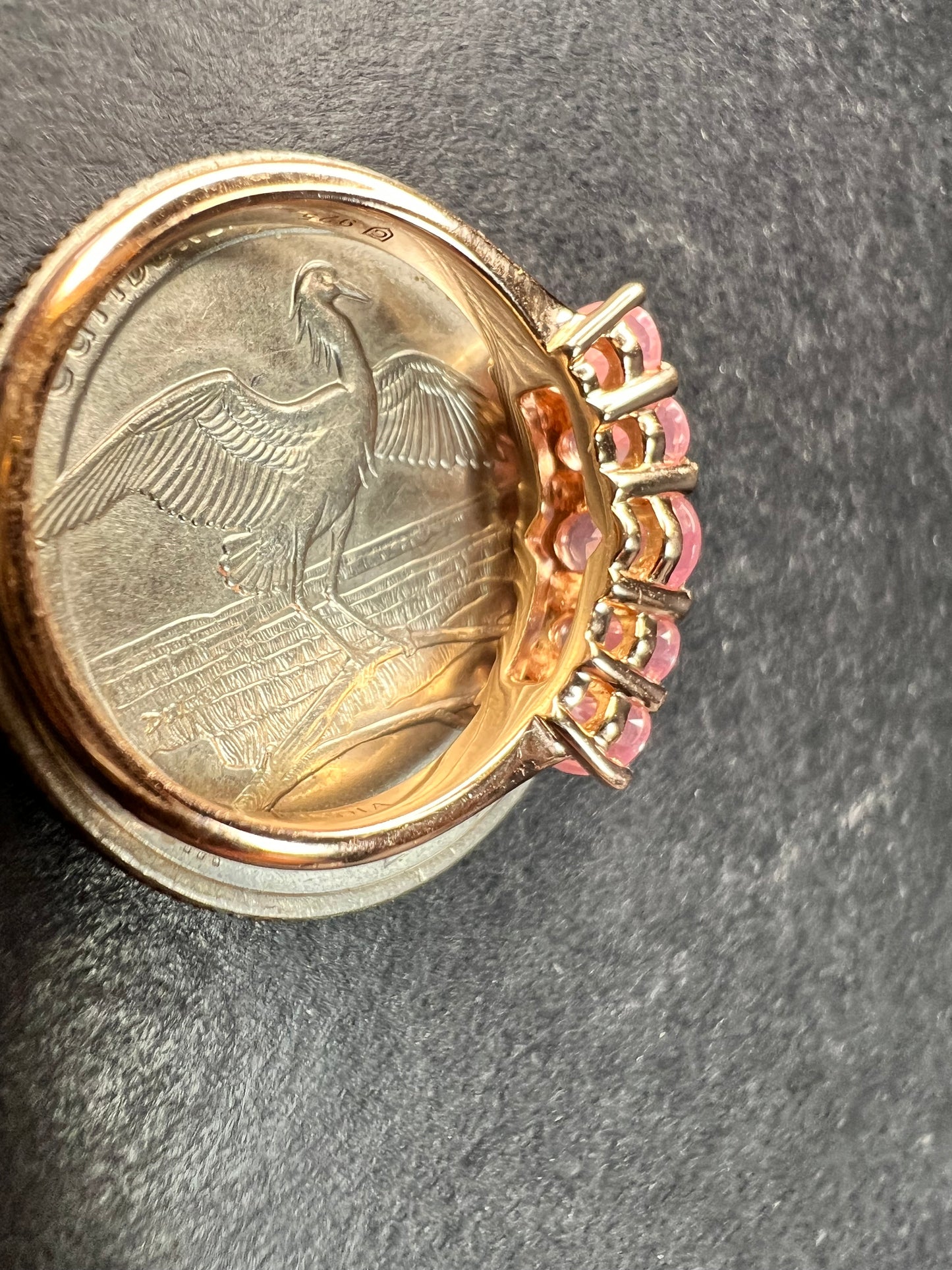 Pink Sapphire 925 Gold Vermeil Ring Size 7