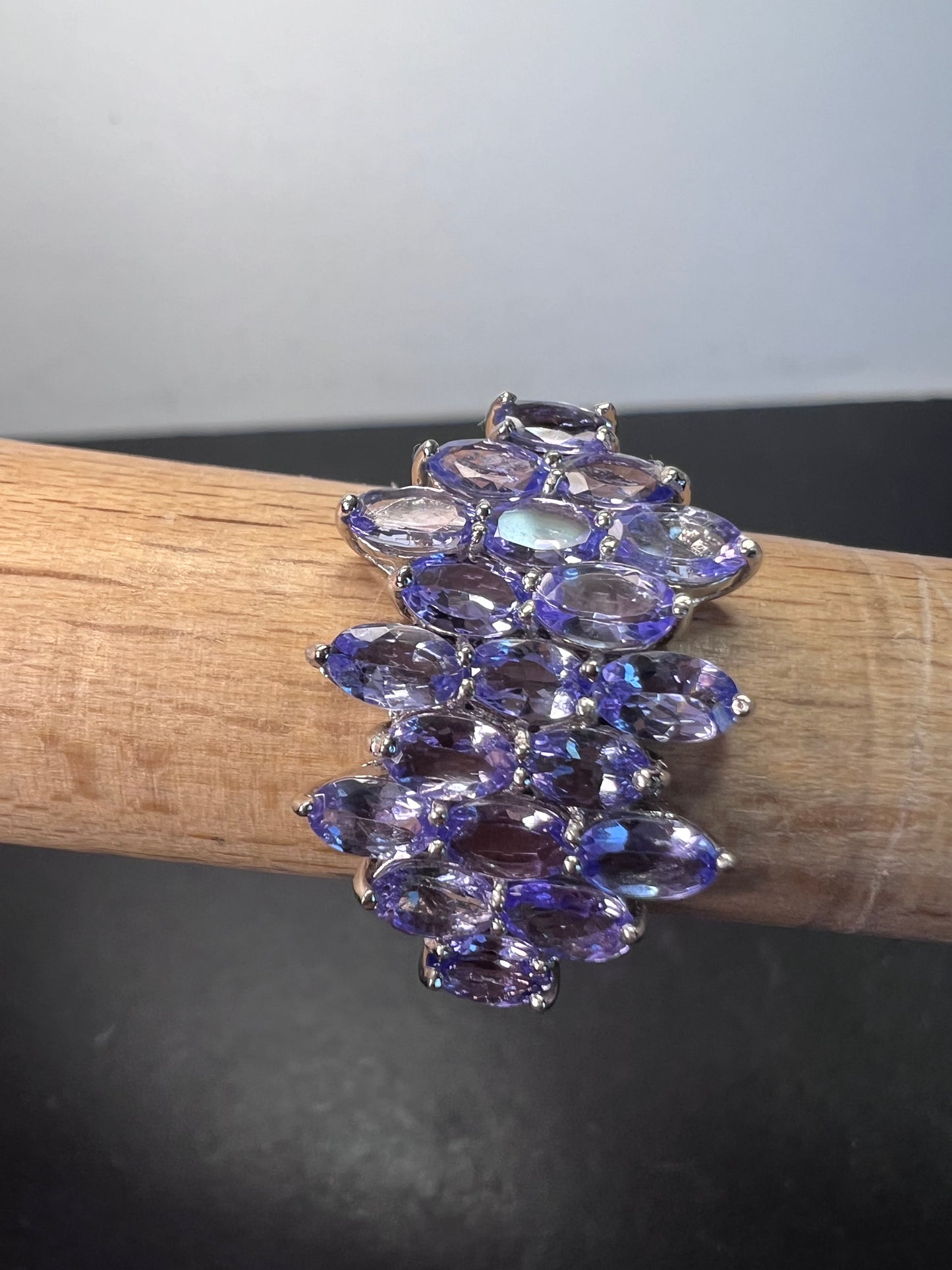 Tanzanite rhodium over sterling silver ring size 8