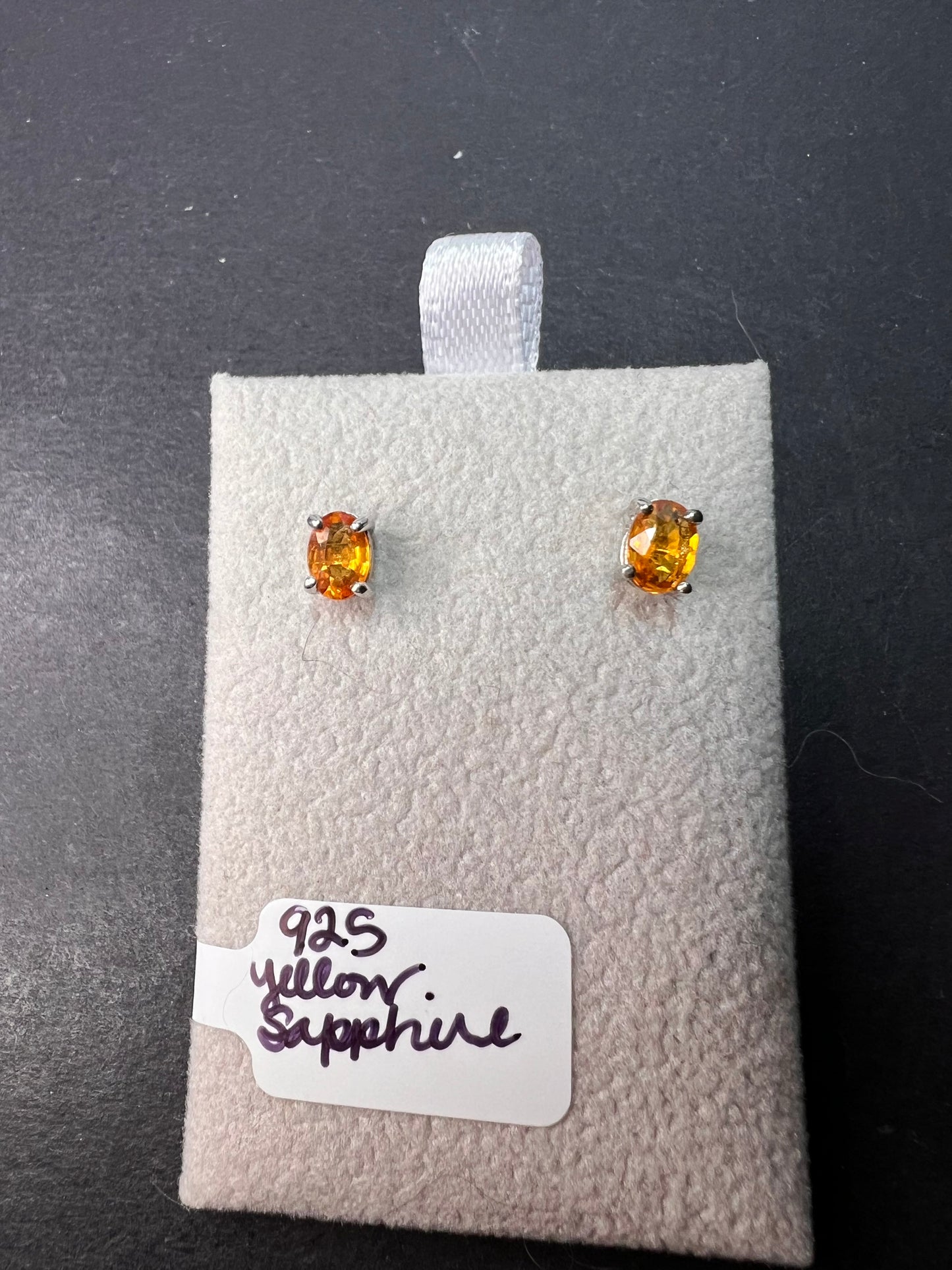 Yellow sapphire sterling silver stud earrings