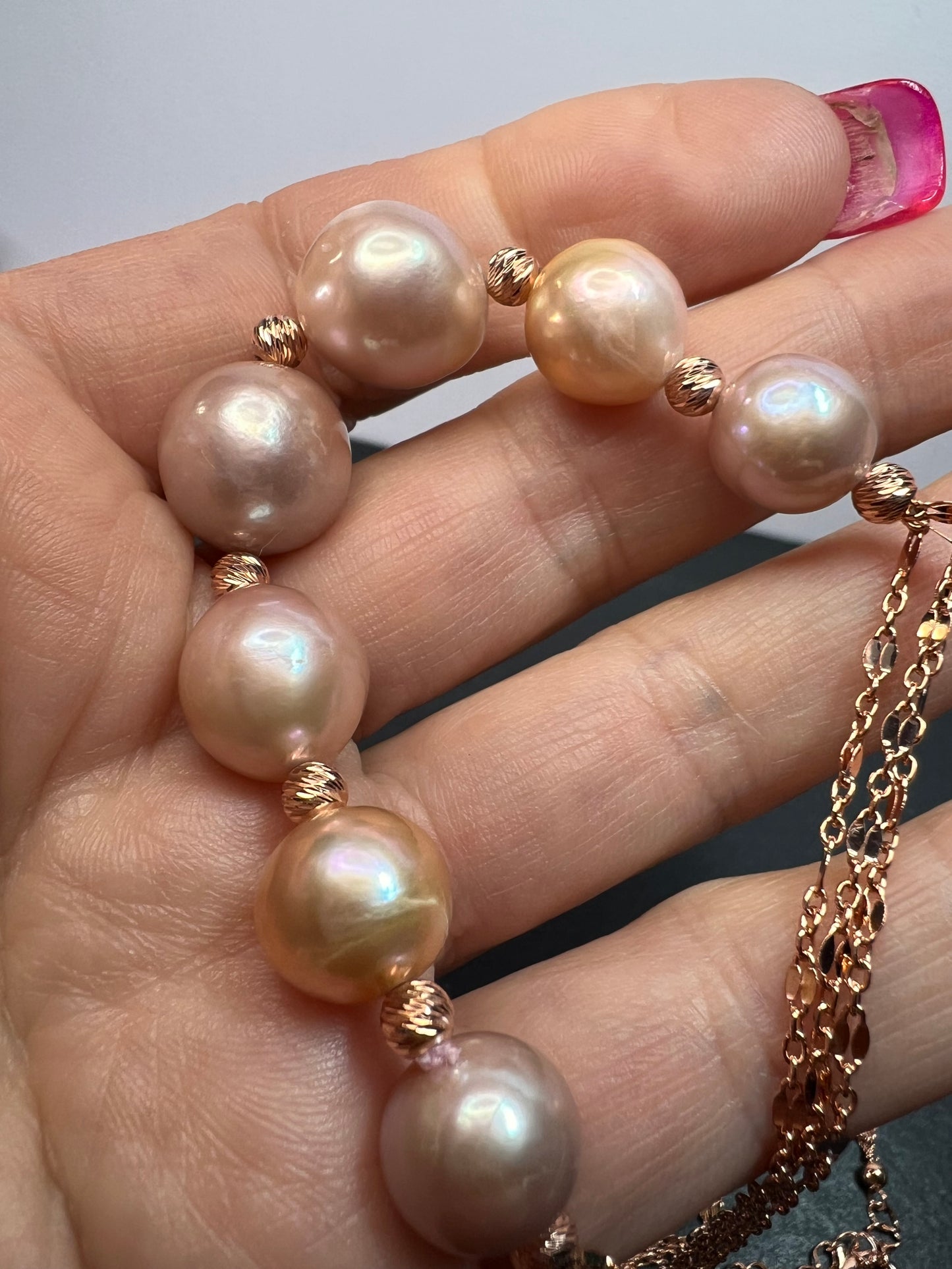 Multi-Color Cultured Freshwater Pearl 18k Rose Gold Over Sterling Silver Necklace *NEW*