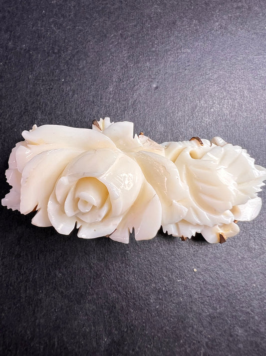Vintage angel skin coral rose carving