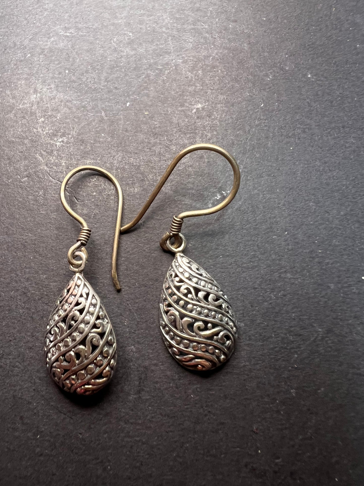 Bali style sterling silver dangle earrings