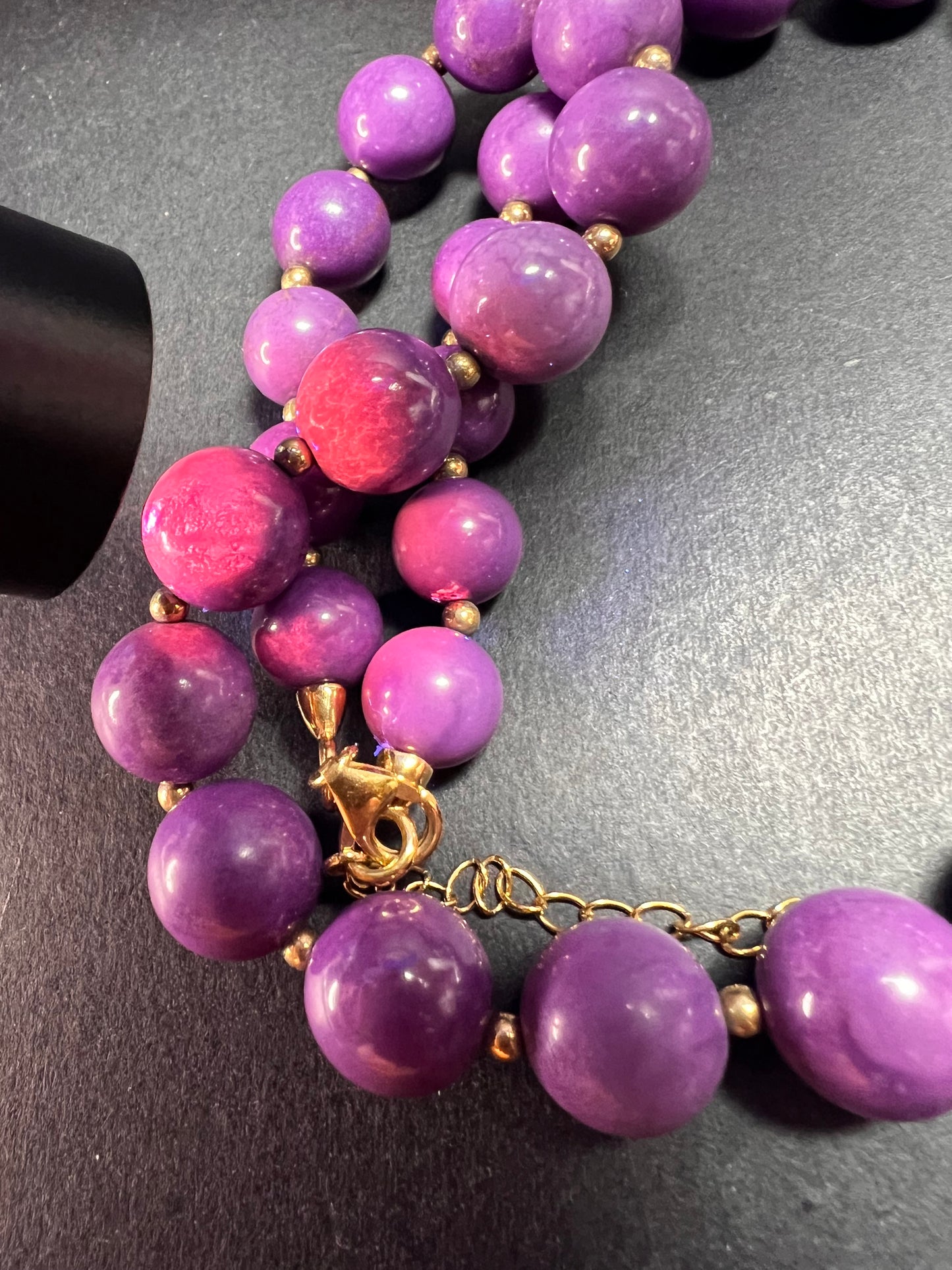 NEW Phosphosiderite graduated beaded necklace in vermeil