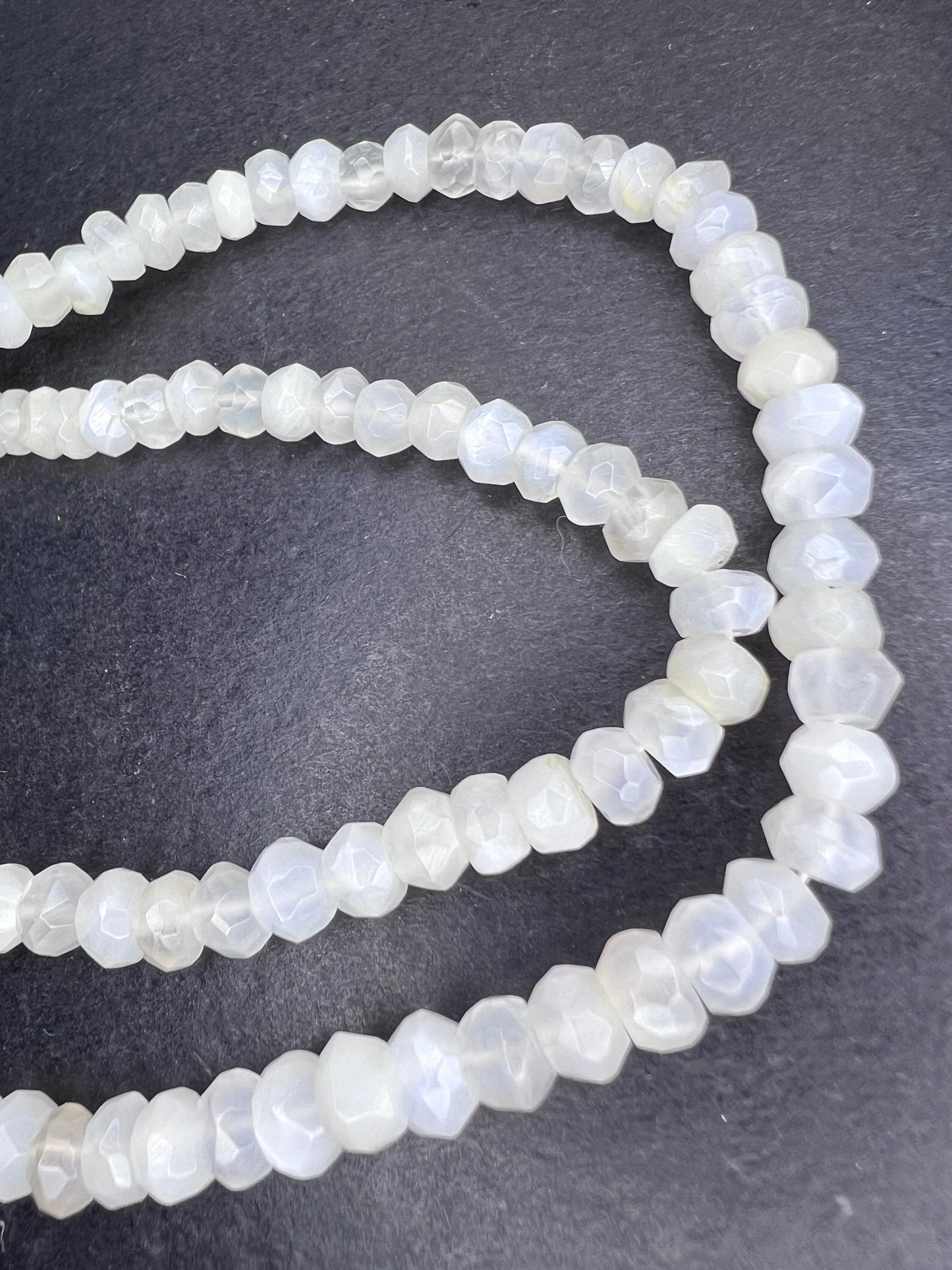 Faceted white moonstone necklace with sterling silver clasp